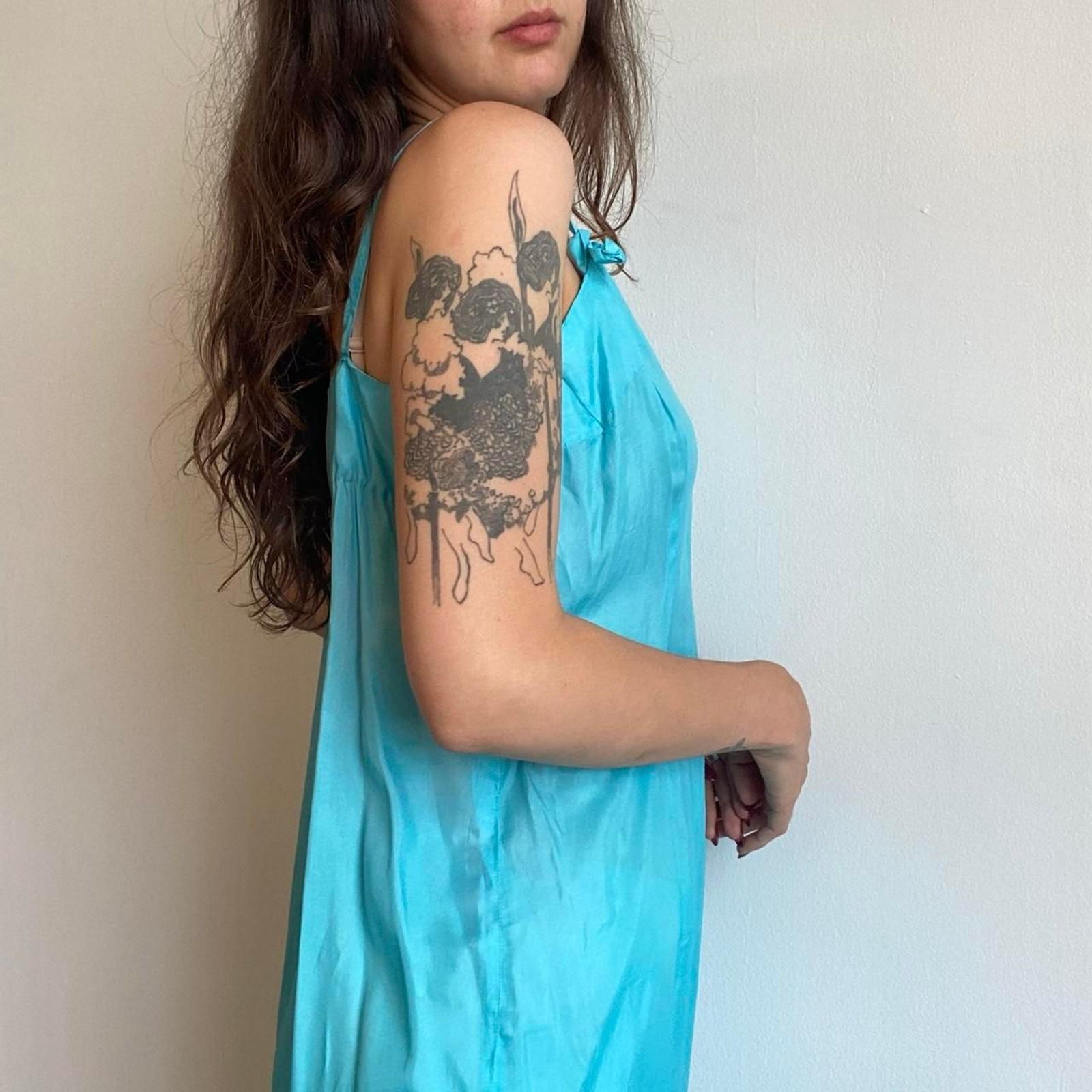 1940s/1950s silk turquoise slip dress