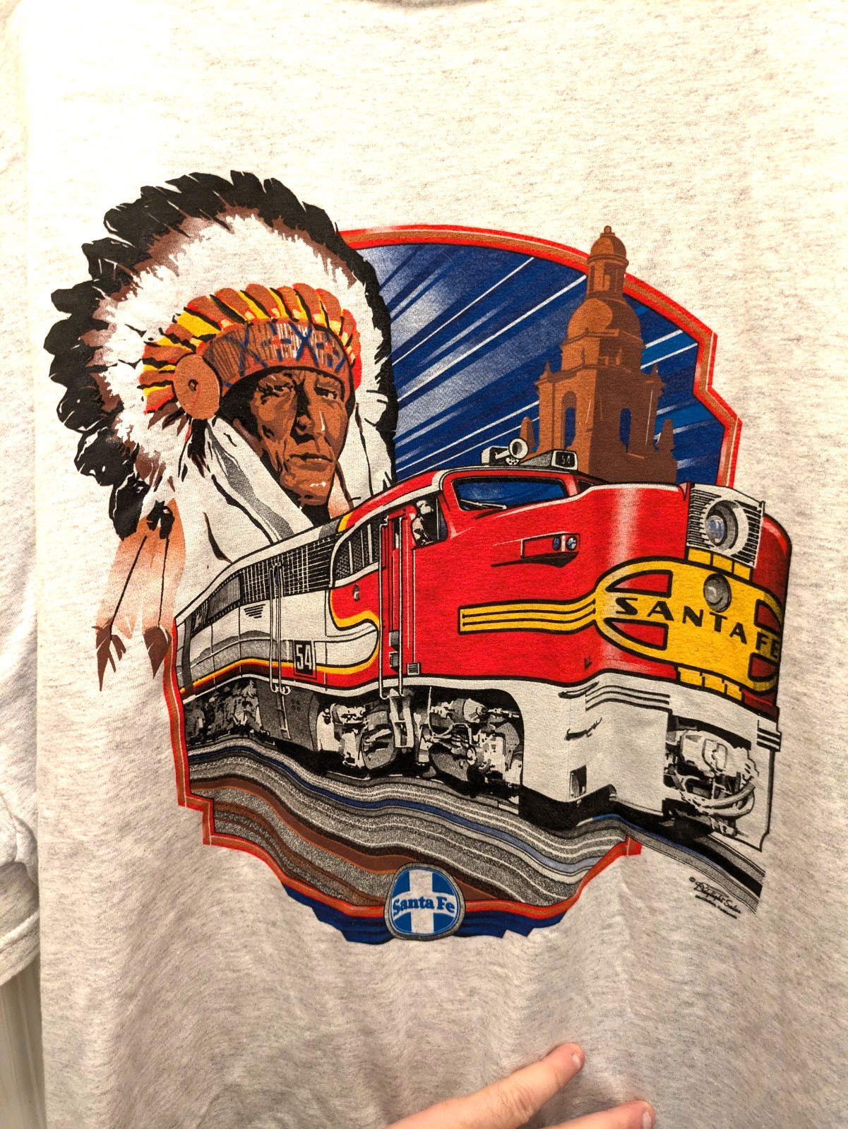 Vintage Santa Fe Train Railway Gray T Shirt 3XL Daylight sales Chief Gildan