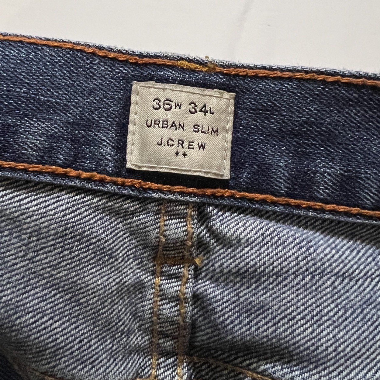 J Crew Mens Size 36×33.5 Distressed Urban Slim Straight Denim Cotton Blue Jeans