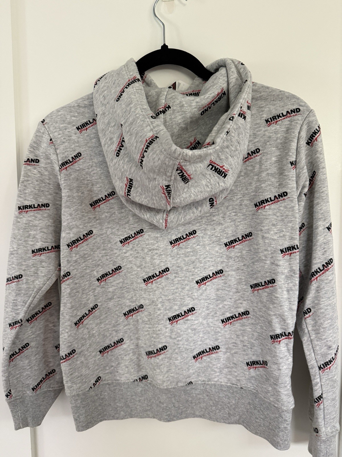 Kirkland Signature Kids Gray Logo Pullover Hoodie Long Sleeve Pockets M 10-12