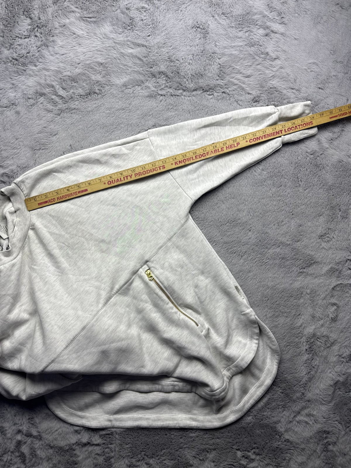 Varley Double Soft Paige Longline Sweatshirt Ivory Marl Women’s Extra Large