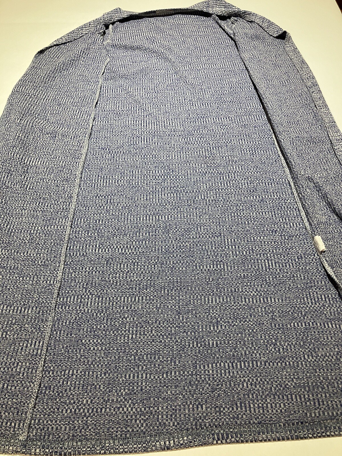 Olive Rae static blue open duster sweater pockets medium made in USA all seasons