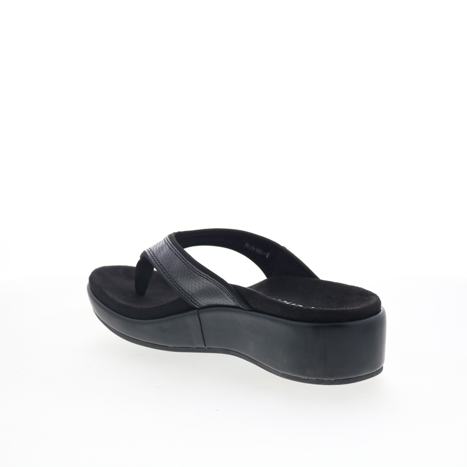 Spenco Weekend SP1076BLK Womens Black Wide Leather Flip-Flops Sandals Shoes