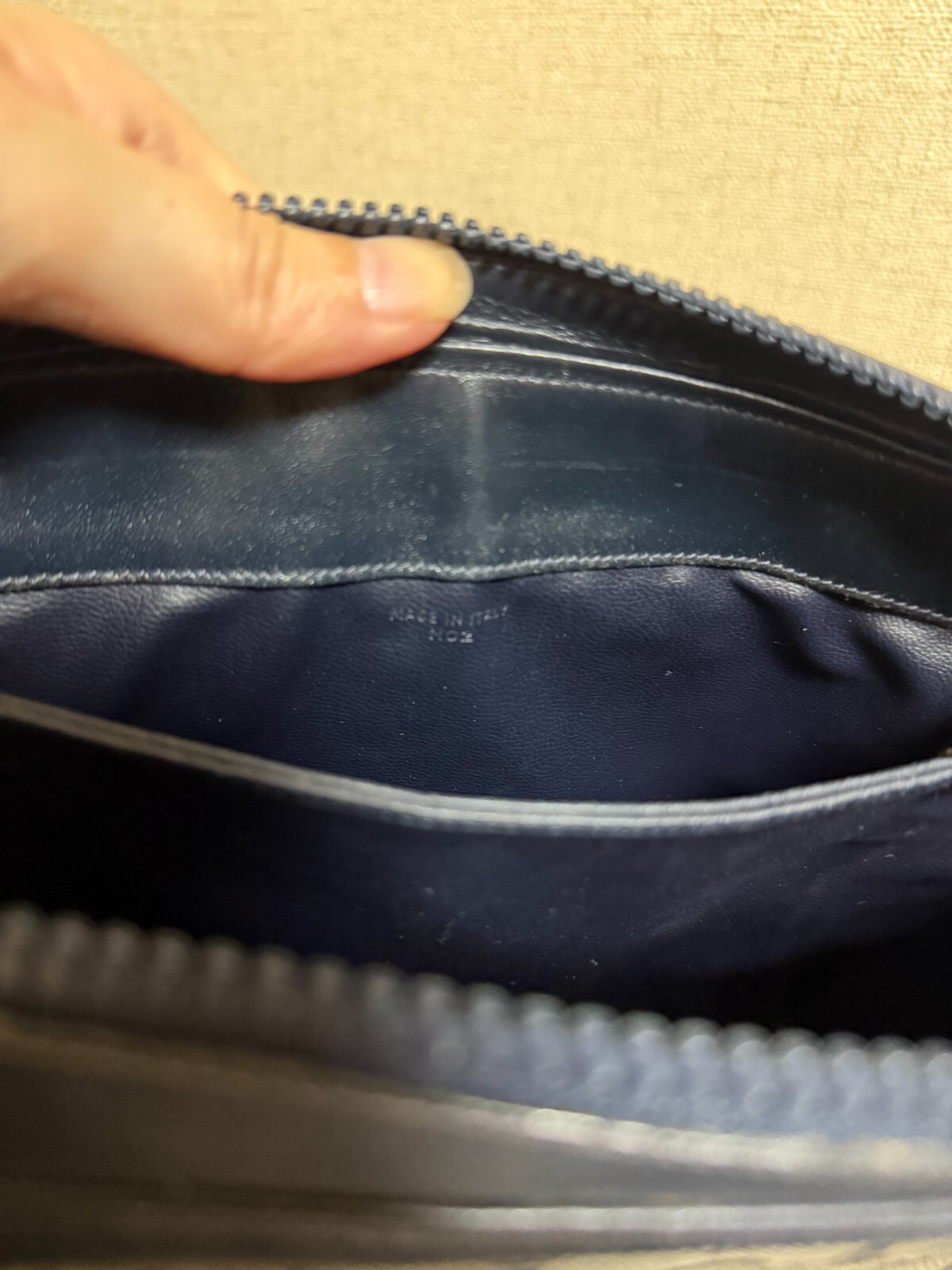 CELINE C Sulky Shoulder Bag Navy Leather Vintage Auth