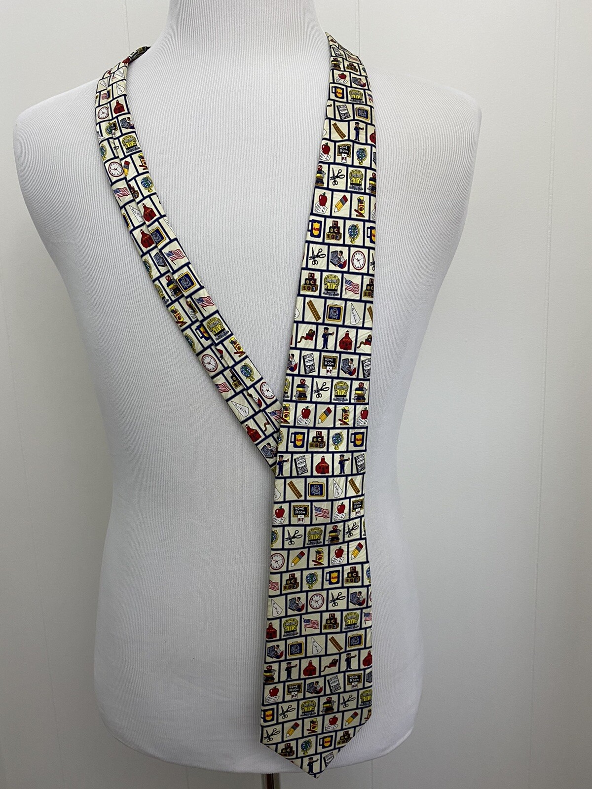 SCHOOL DAYS Design Silk 60″ Men’s Novelty Neck Tie made in USA, Museum Artifacts