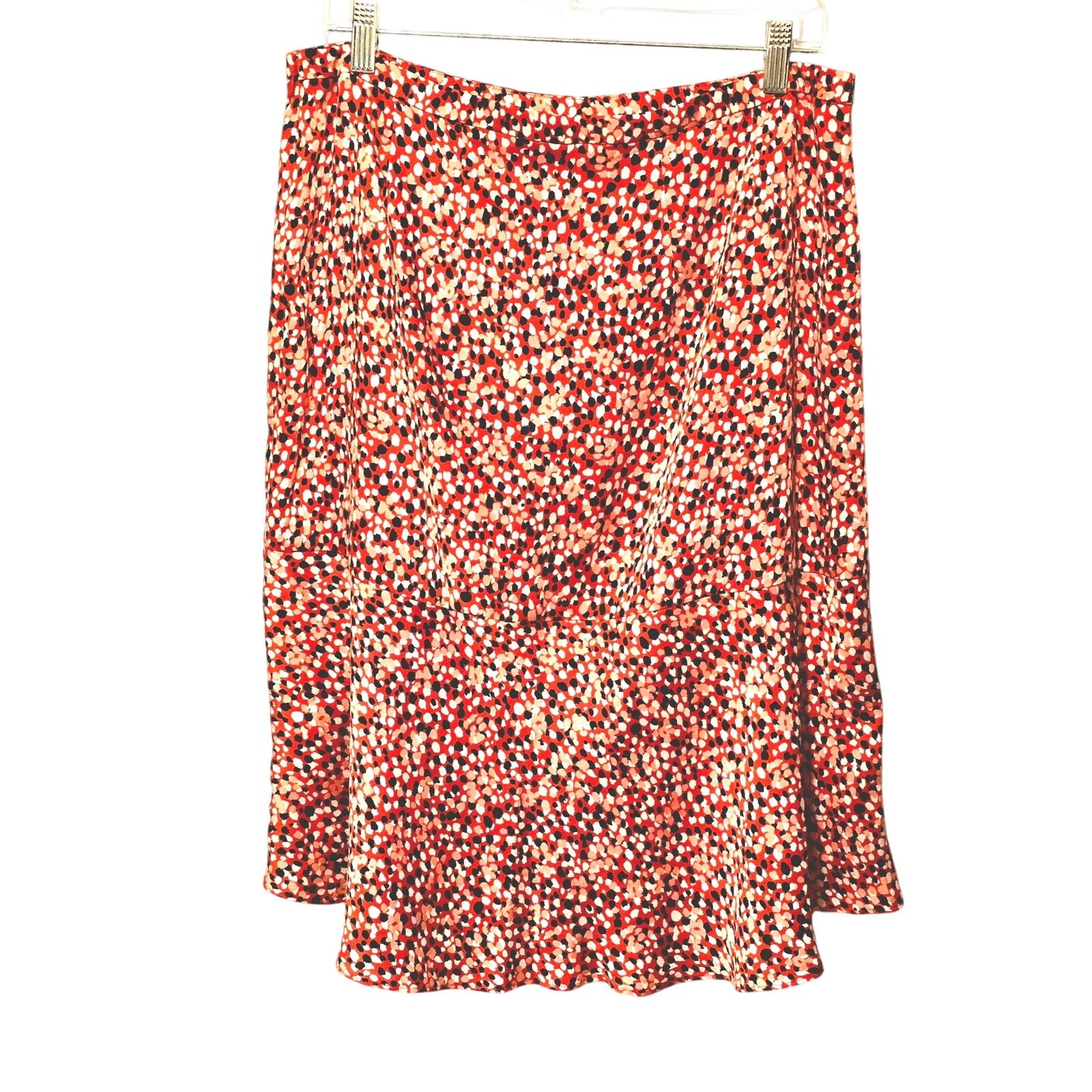 Talbots red pink black white printed skirt 12