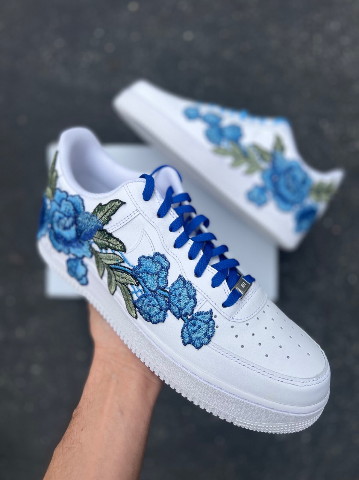 Air Force 1 Custom Rose ‘Blue Bloom’ Floral Shoes Mens 8 8.5 9 9.5 10 10.5 11 12