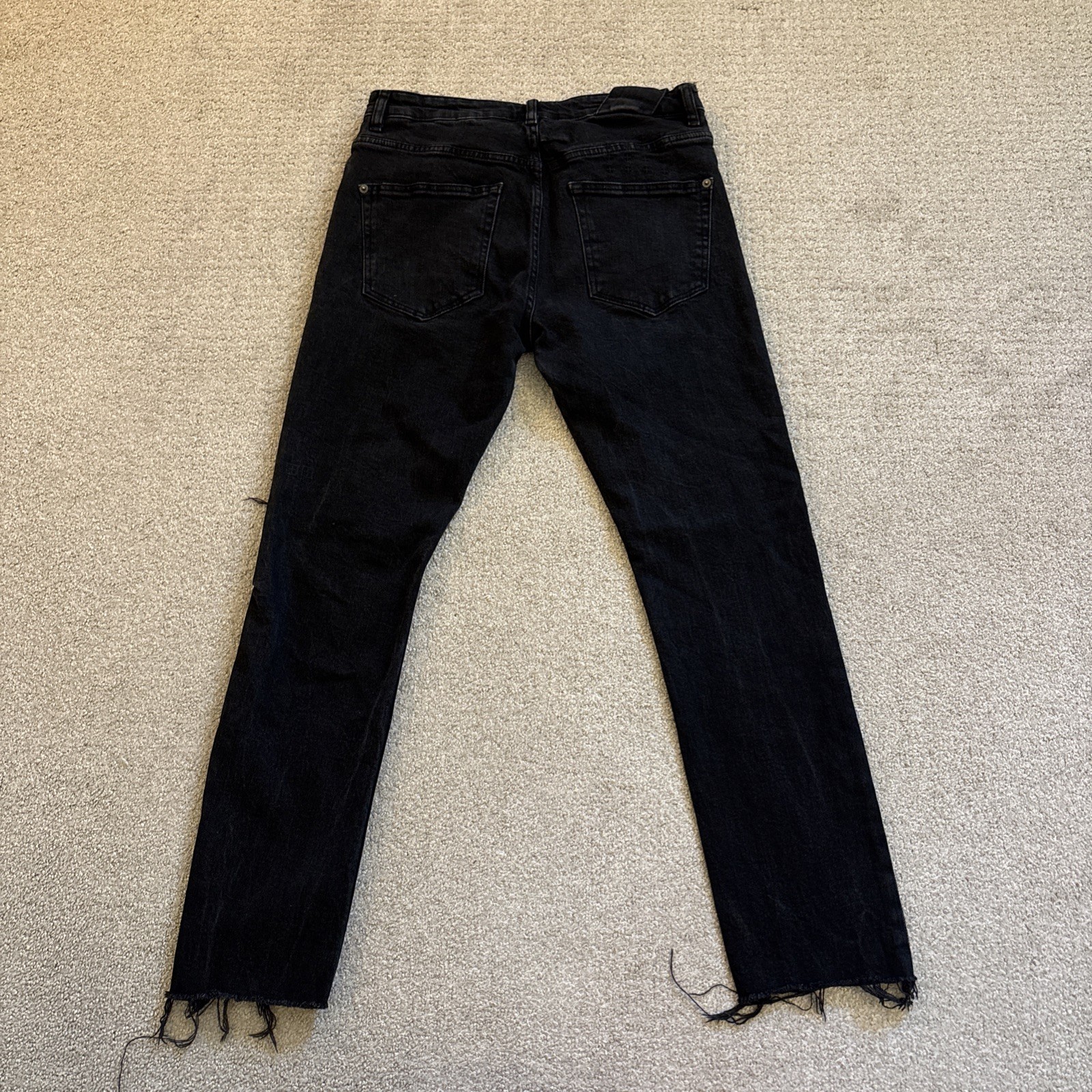 Ksubi Chitch Knight Rider Black Denim Skinny Jeans Men 32/28 Raw Hem Distressed
