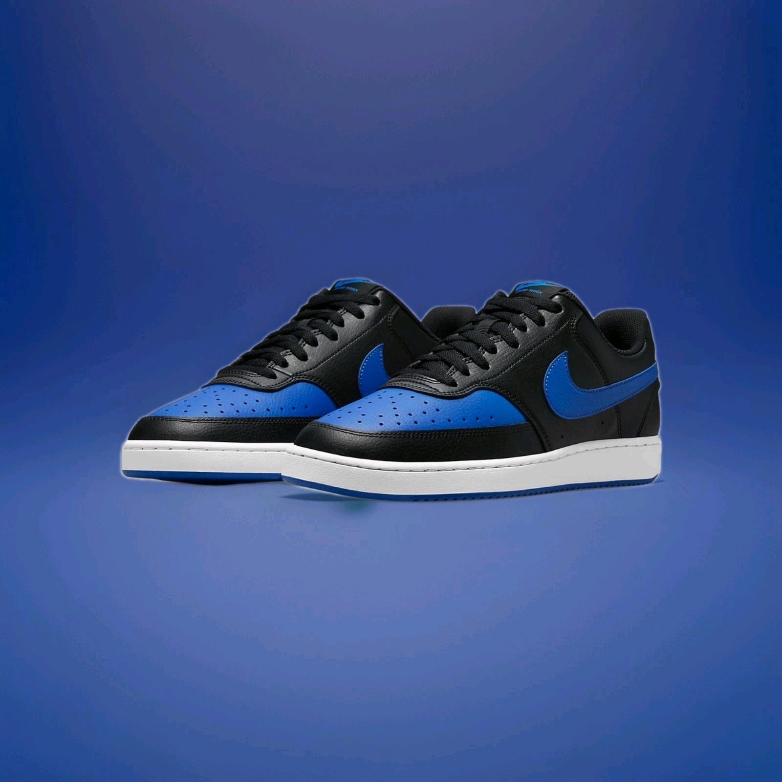 NIKE Royal Court Vision Low Sneaker US Size 13 DM8681-001 Black Blue Game