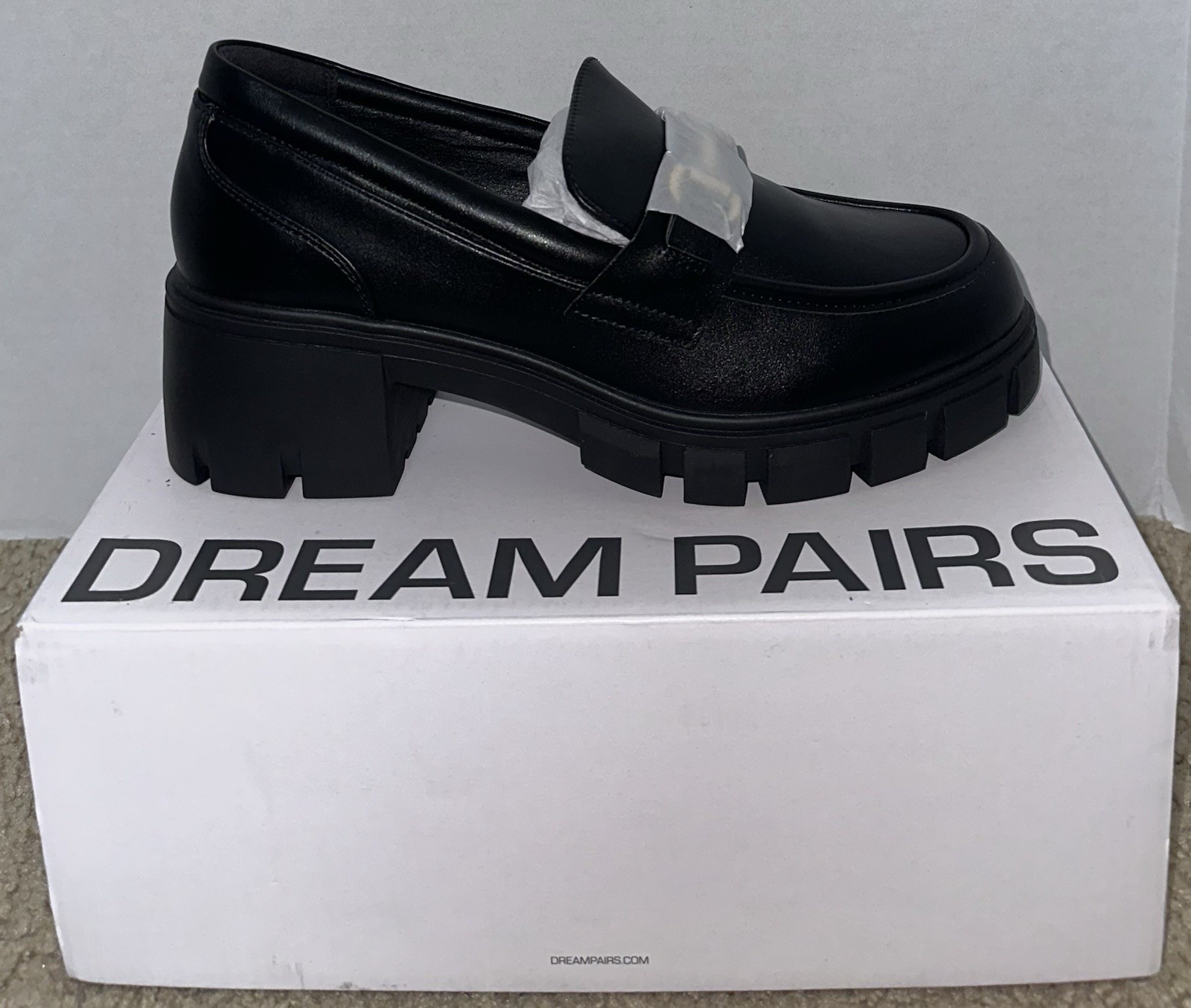 NEW Dream Pairs Women’s 9 Black Chunky Platform Loafers Lug Sole Slip-on