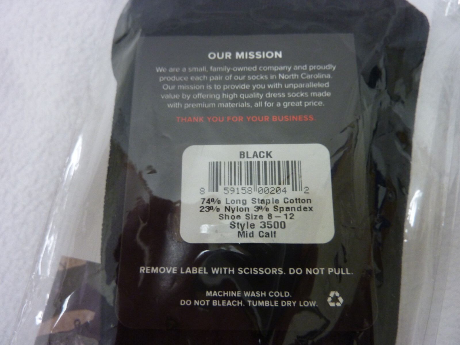 NEW BOARDROOM SOCKS RIBBED MID CALF BLACK COTTON BLEND STYLE 3500 SIZE 8-12