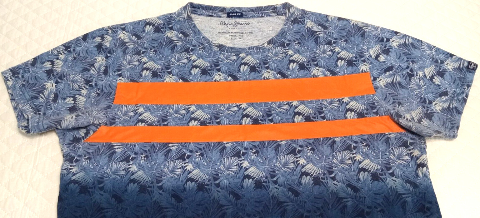 Pepe Jeans London Men’s Medium Shirt 100% Cotton Slim Fit Floral AOP Multicolor