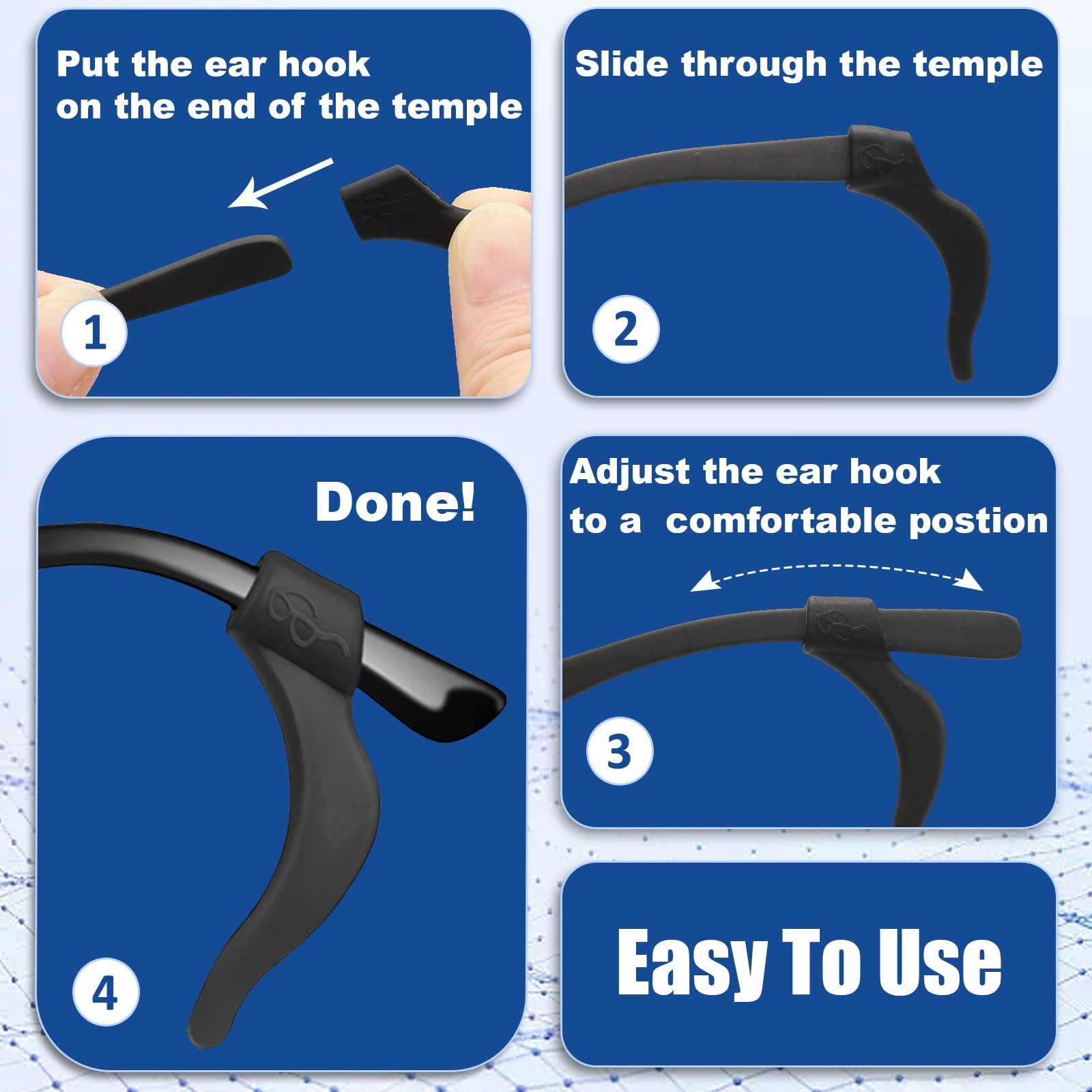 SMARTTOP Eyeglass Ear Grips -20 Pairs eye glasses ear S-22A, Us-s-22a-blck