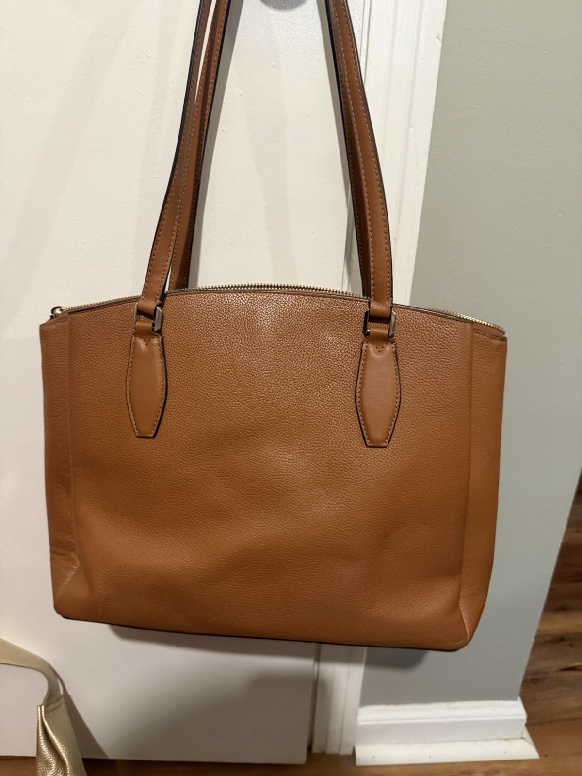 Kate Spade New York Brown Pebbled Tote Shoulder Bag,Pockets, matching wallet