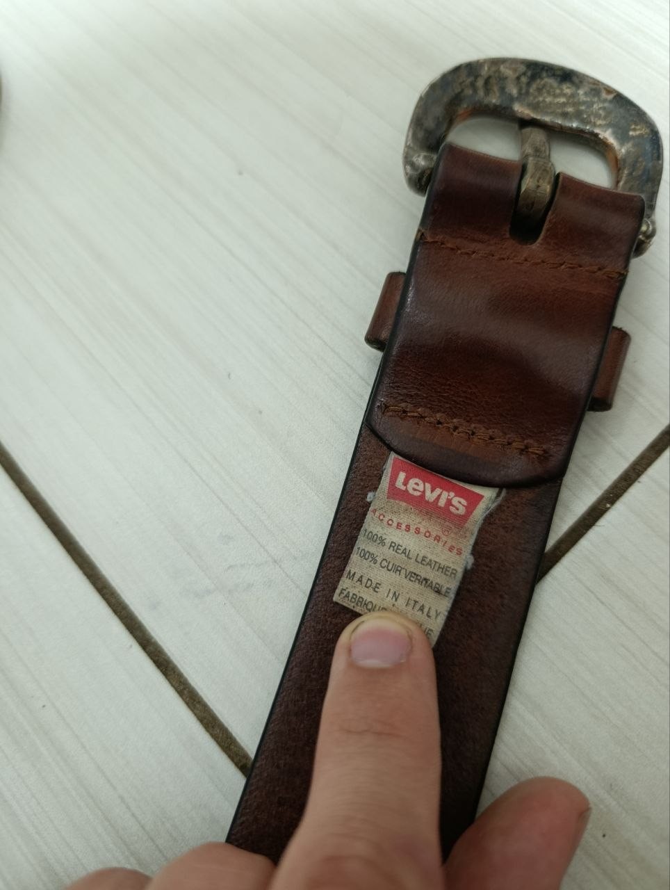 Vintage Levi’s Genuine Leather Belt Brown Made in Italy Real Leather