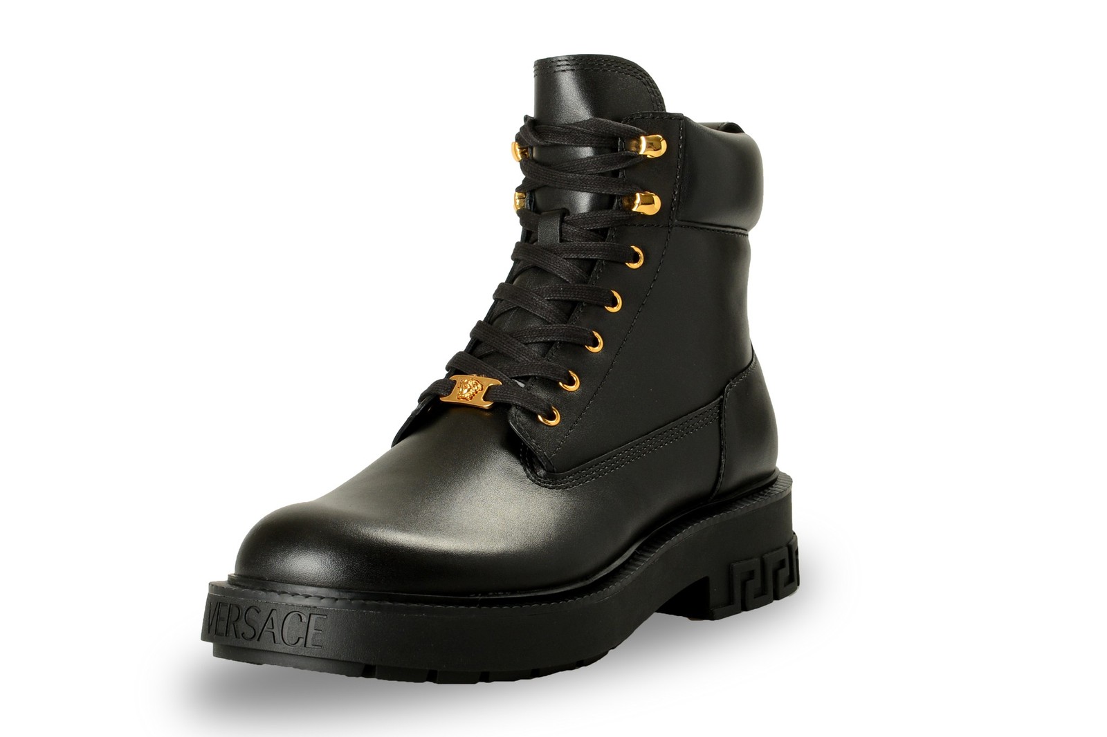 Versace Men’s Black Leather Lace Up Boots Shoes US 13 IT 46