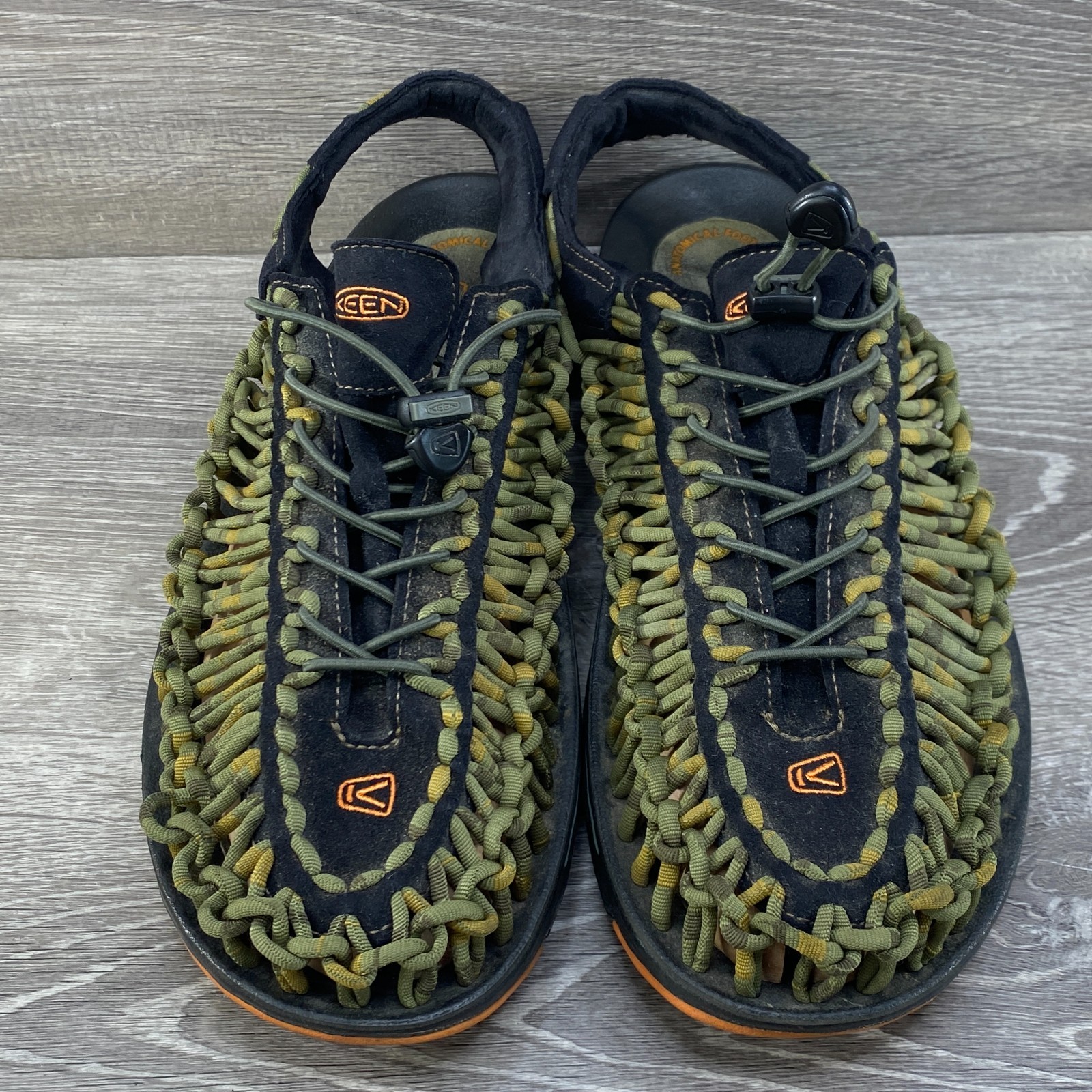 Keen Uneek Mens 14 Woven Bungee Cord Water Hike Sandals Braided Drawstring Green