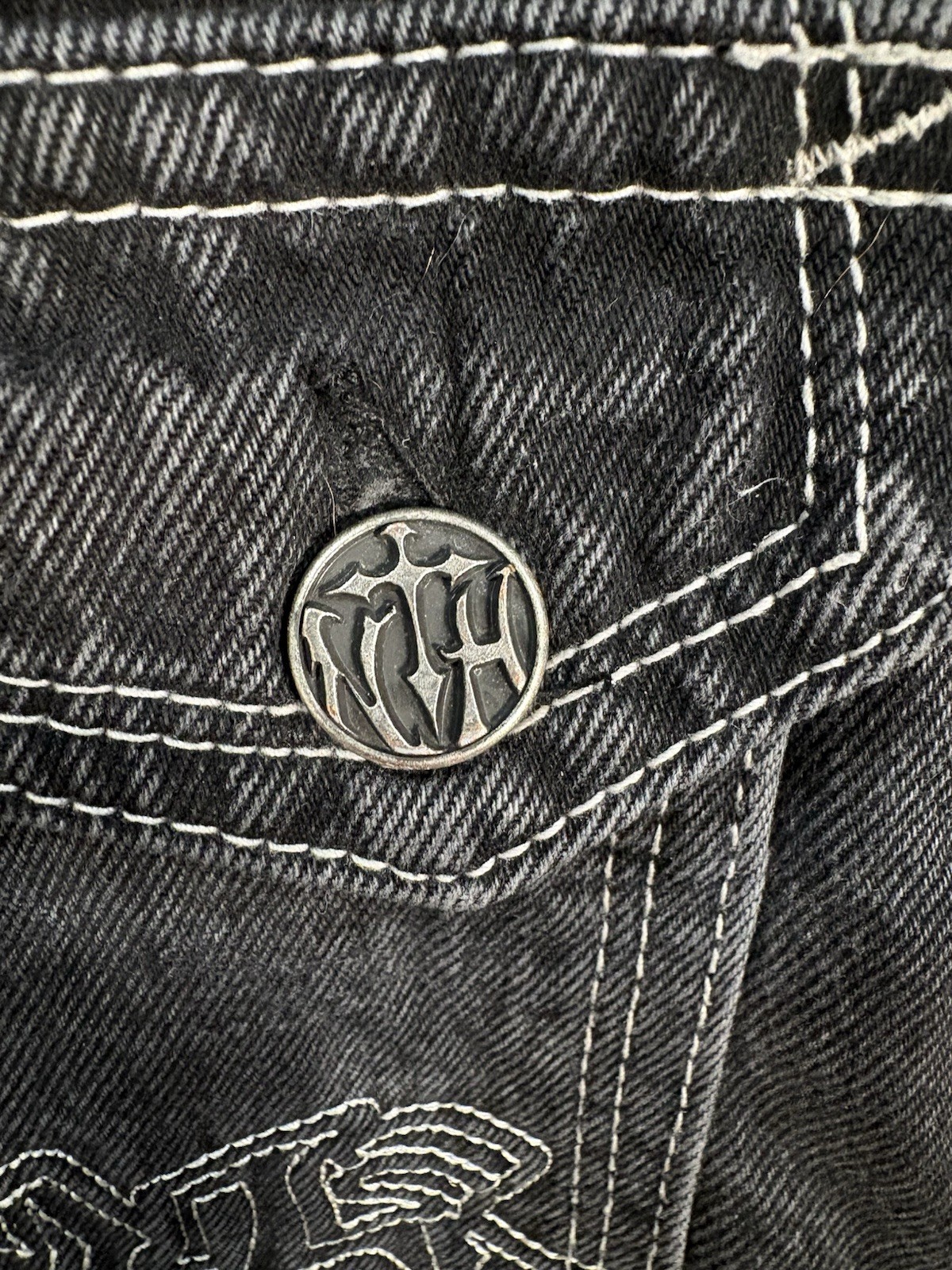 Ninth Hall Japanese Style Embroidery On Ambush Jeans, Size 33 Black Jeans