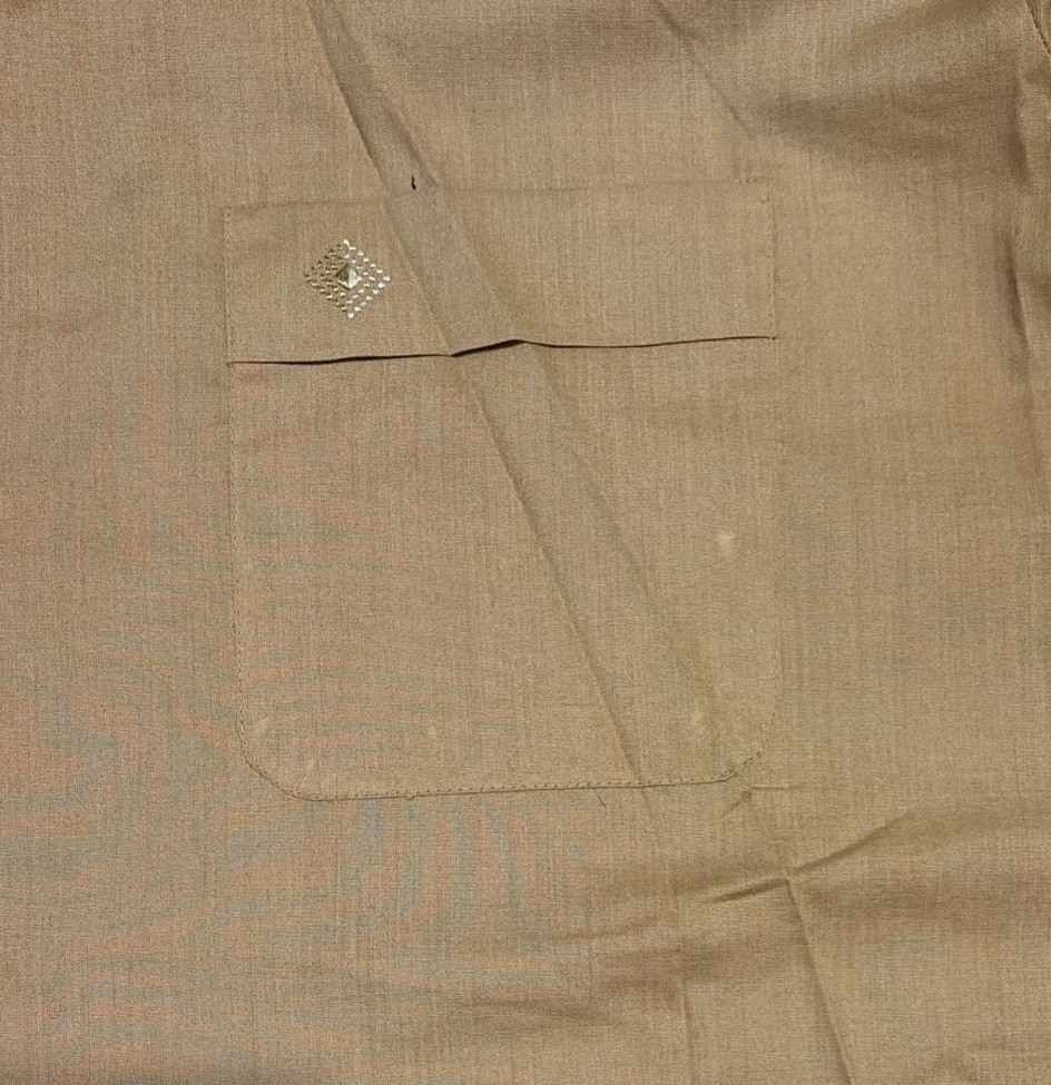 Vintage 60s National Button Up Shirt L Ever Press Gold Long Sleeve Dacron Cotton