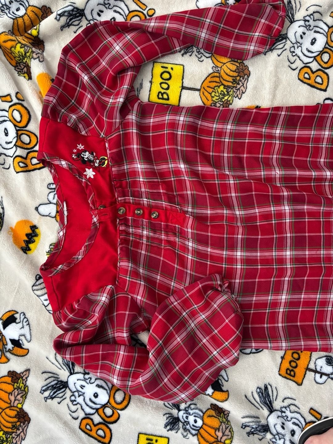 Disney Store Mickey and Minnie Mouse Holiday Plaid Flannel Nightshirt