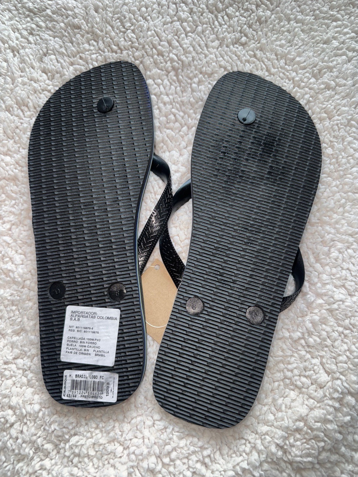 Havaianas Brasil Logo Men’s Black Flip Flop Sandals Slip-On Rubber US 11