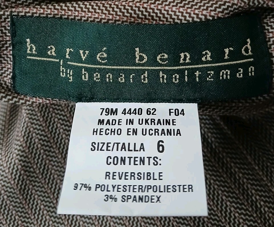 Harve Benard Vintage Blazer Jacket Size 6 Reversible Full Zip