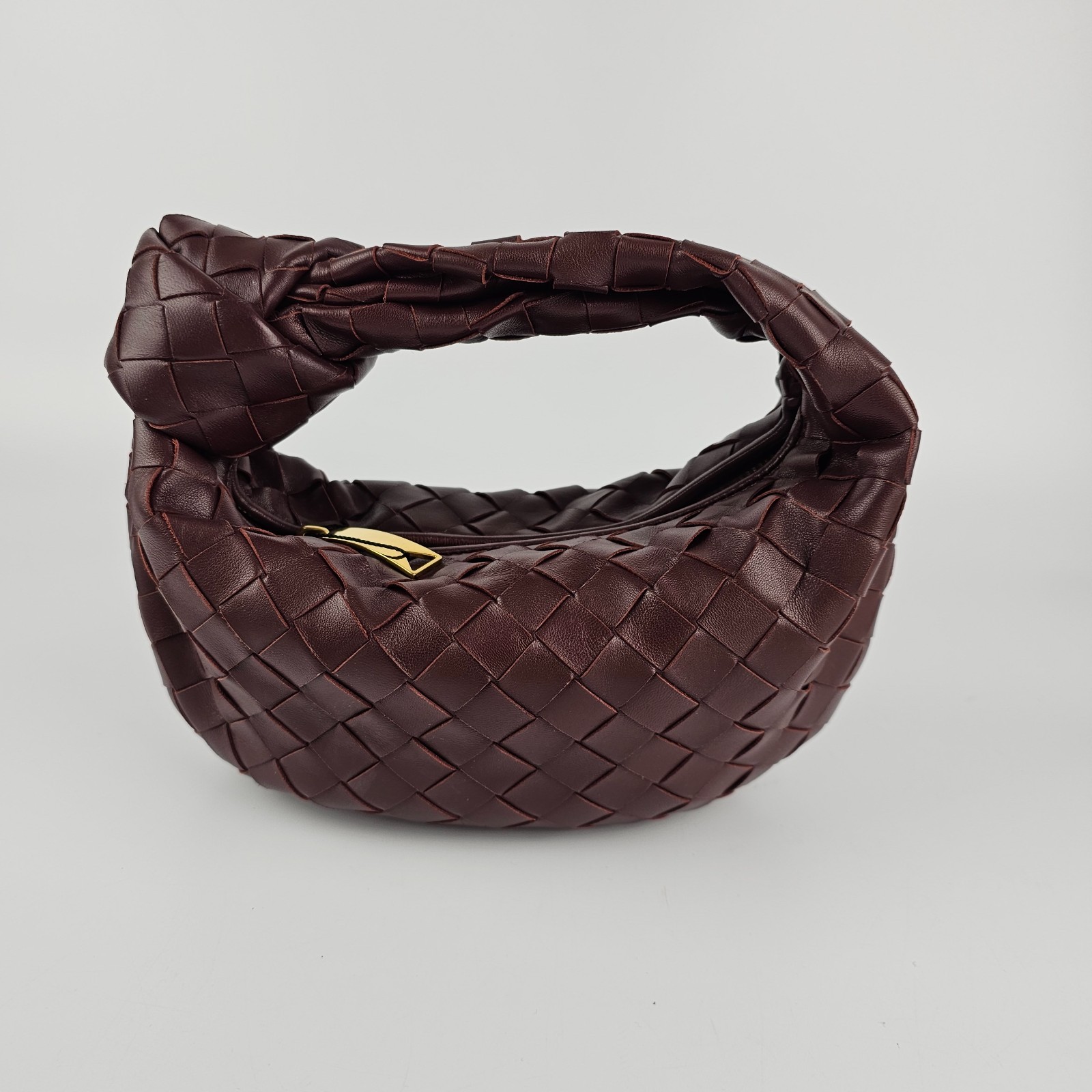 BOTTEGA VENETA Mini Jodie $2800 Madder Brown Leather Top Handle Bag New