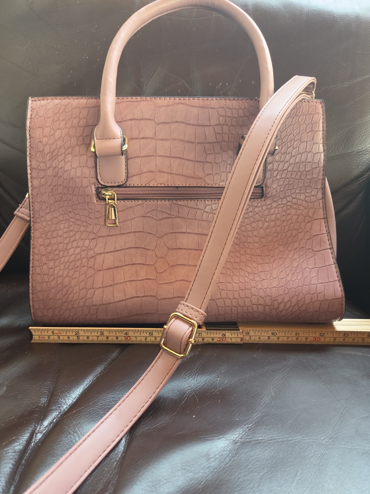 LJOSEIND Pink Croc Embossed Satchel Handbag Crossbody Shoulder Bag