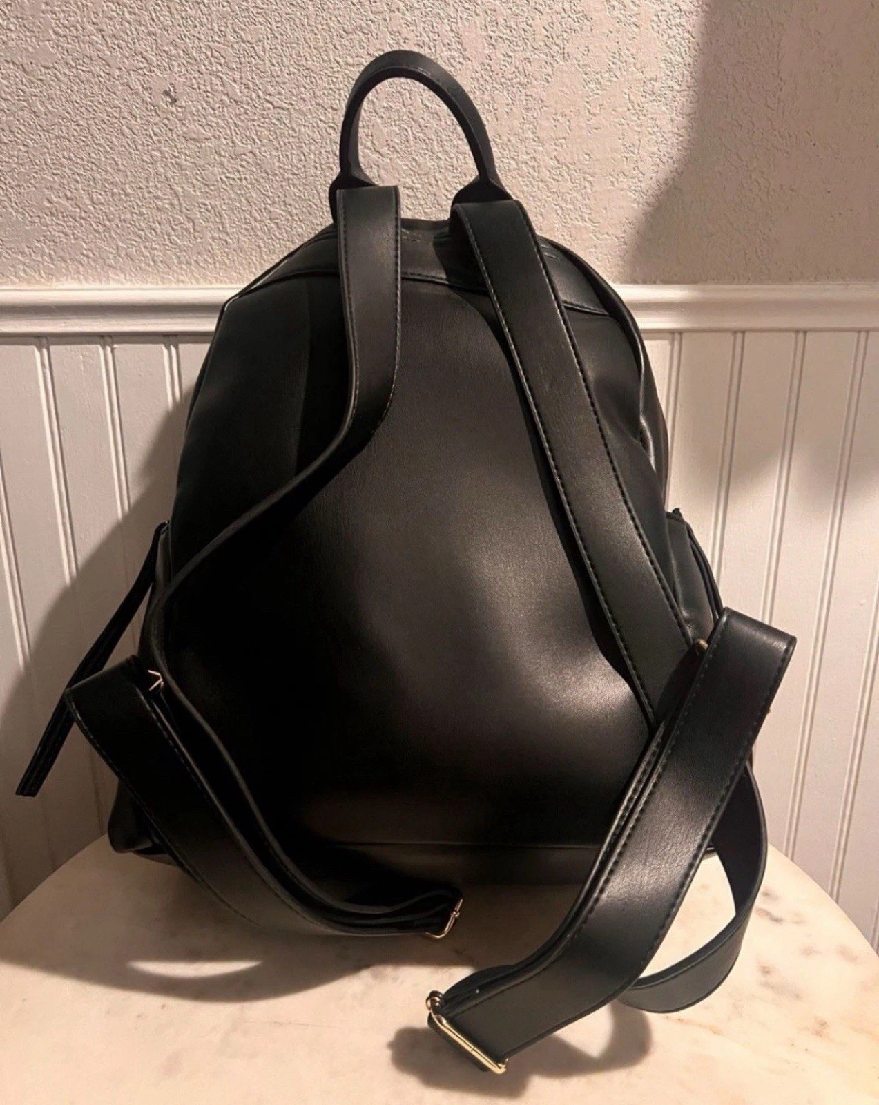 Love Moschino Black Backpack with Gold Heart Chain Borsa PuNero NEW WITH TAG