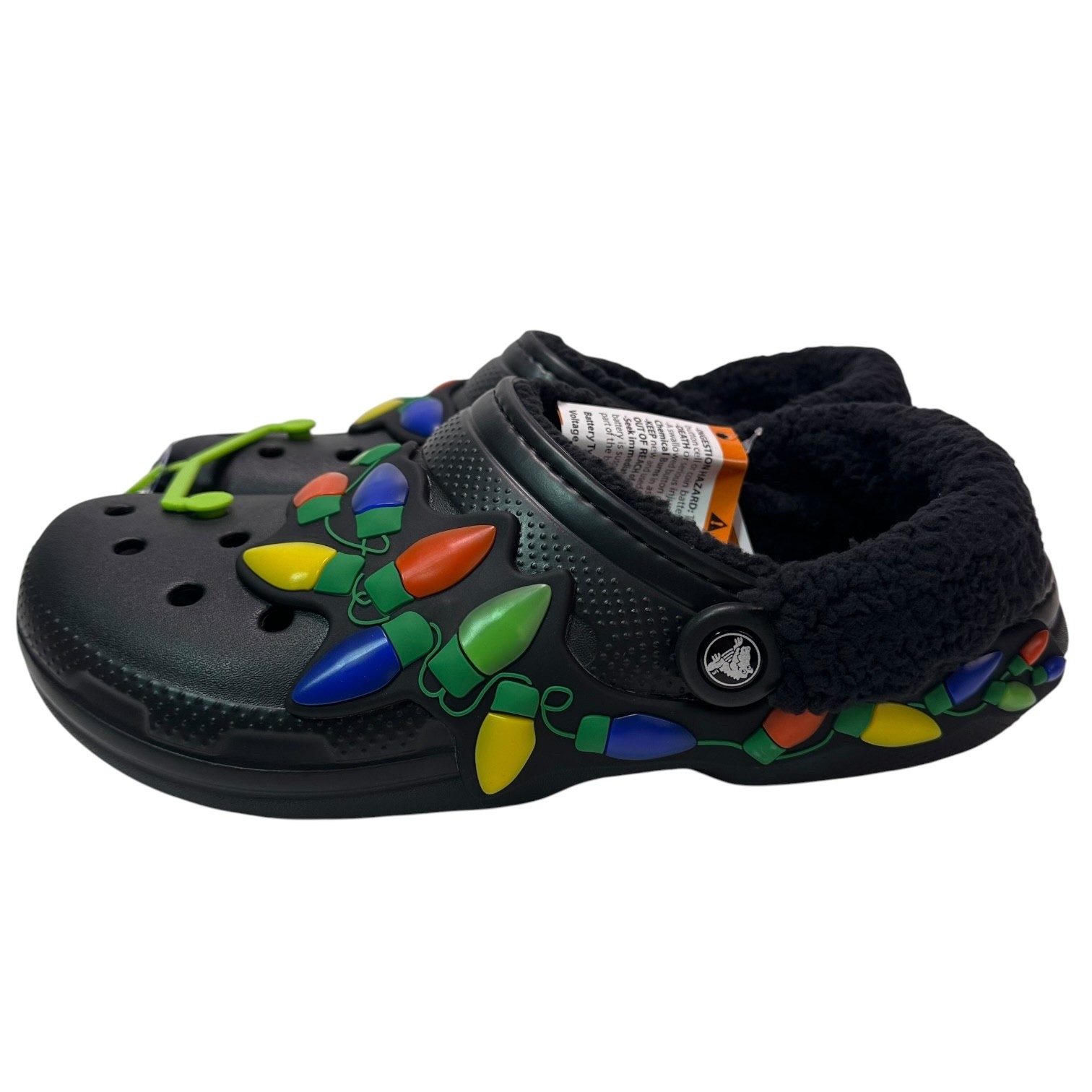 Crocs Classic Lined Holiday Lights Clog Black M9 W11 Fleece Light Up New 212054