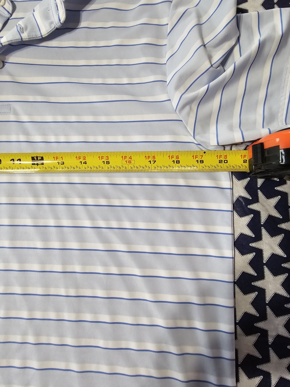 RLX Ralph Lauren Blue White Striped Polo Shirt Button Short Sleeve Men’s S