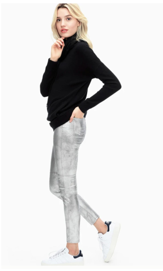 NWT Splendid Women’s Faux Leather Metallic Silver Leggings Size XS S M L XL $150
