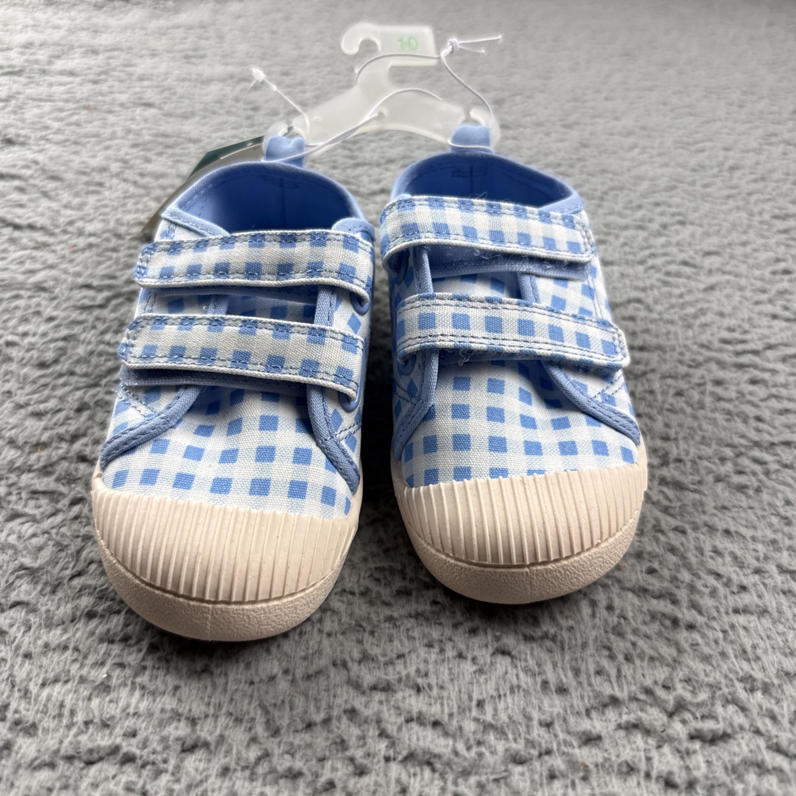 Cat & Jack Shoes Kids Size 10 Blue Gingham Parker Sneaker Hook & Loop Casual