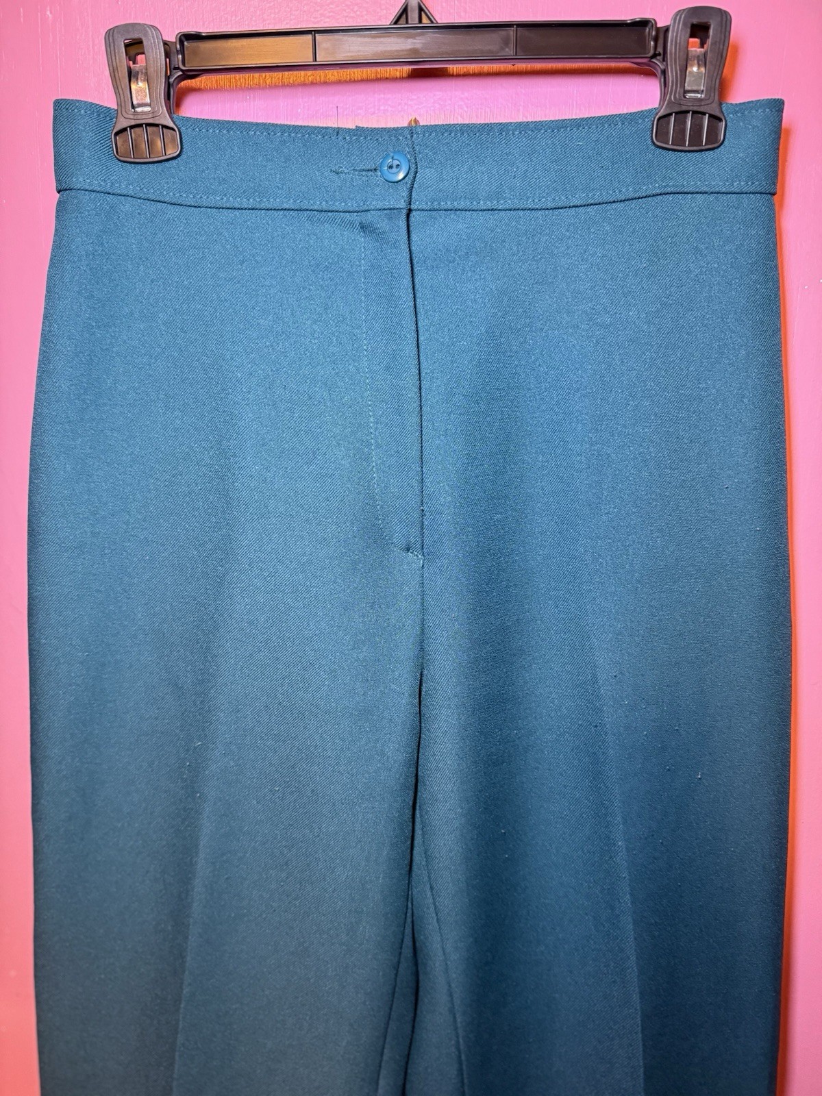 70’s Teal high-waisted trousers front zipper and button closure Size 10 Retro