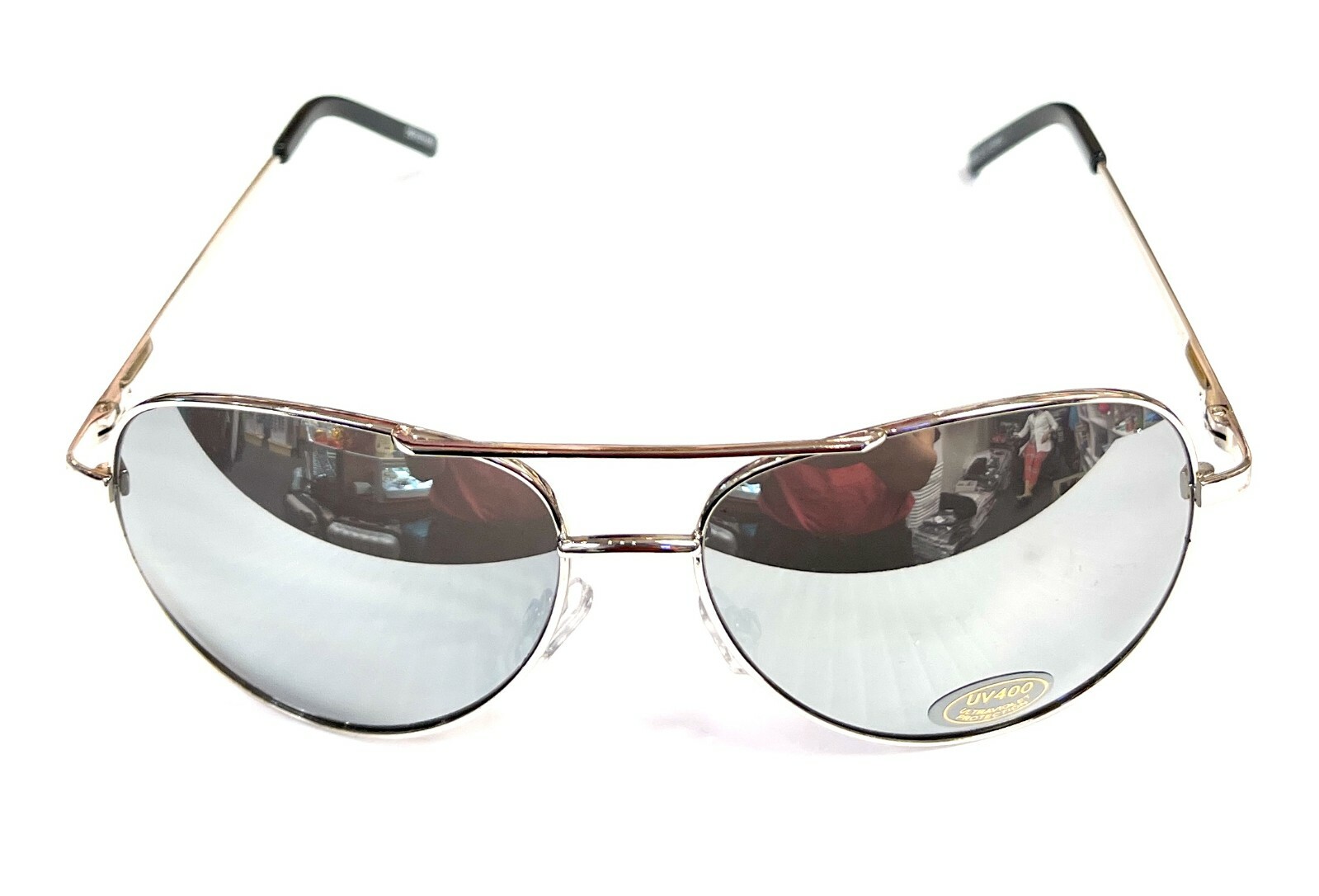 Aviator Sunglasses Black Mirror Lens Men Women Silver Spring Hinge Pilot UV 400