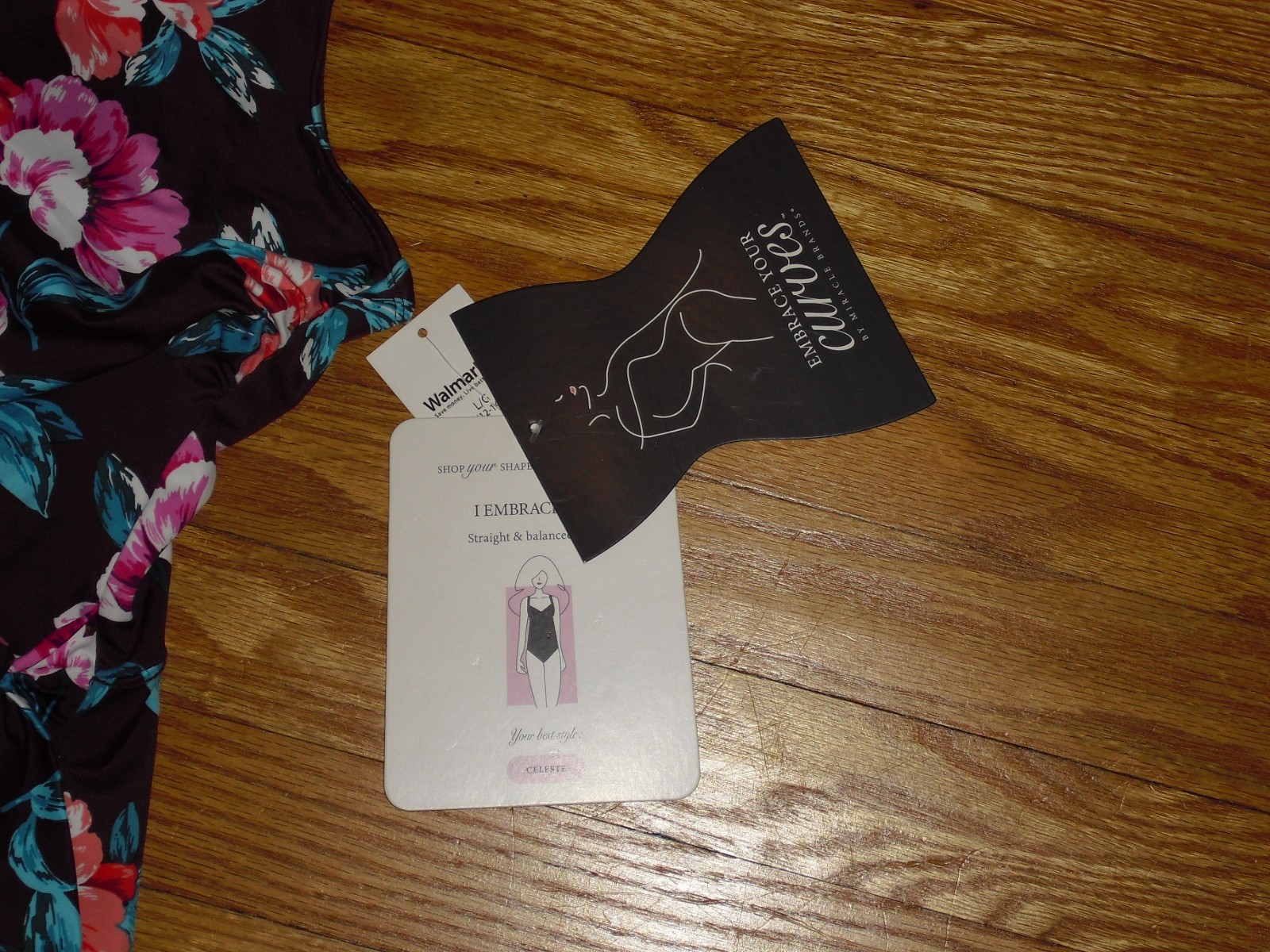 Miracle Brands Swimsuit Embrace Your Curves Burgundy Floral One Piece NWT Size L