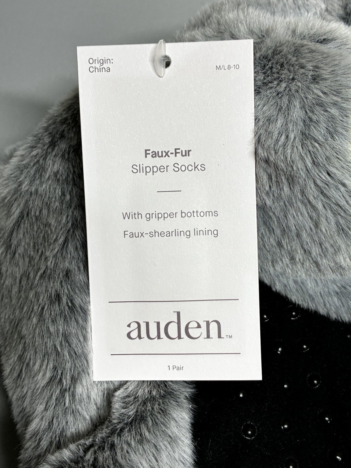 3 pack Auden Faux Fur Slipper Socks Women Gripper Bottoms
