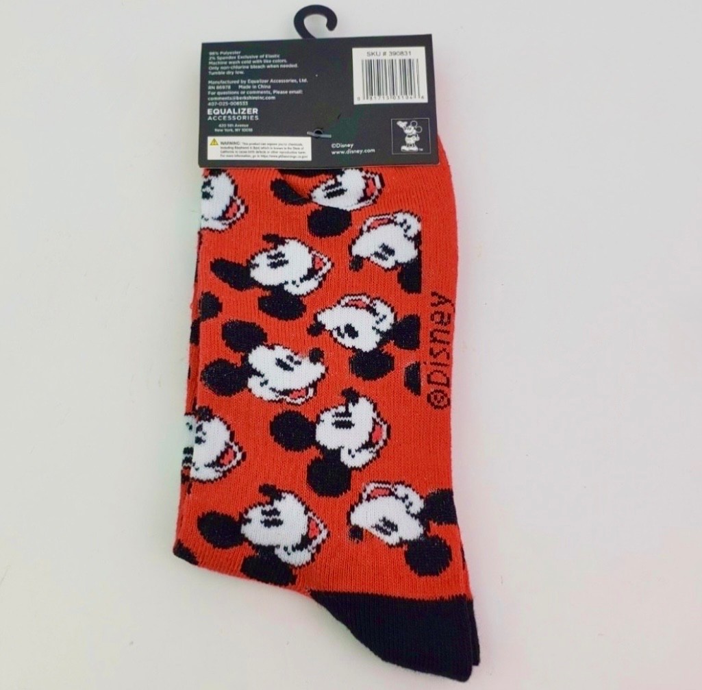 Mickey Mouse Crew Socks (Official Licensed Disney Apparel) Adult Size 9-13, NWT