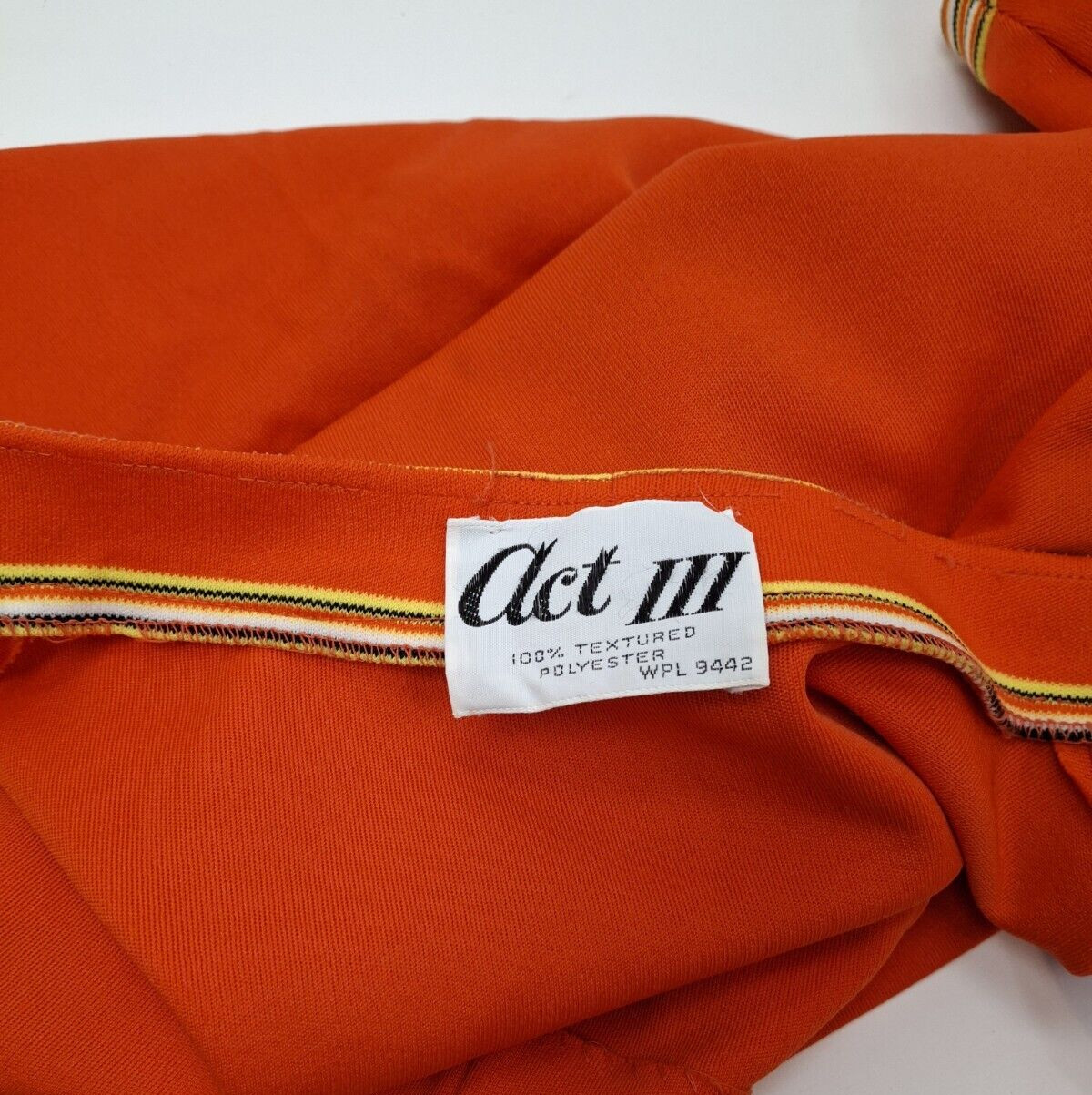Vintage Act III Tunic Shracket Orange Stretch Open Front L USA Retro Mod 60s 70s