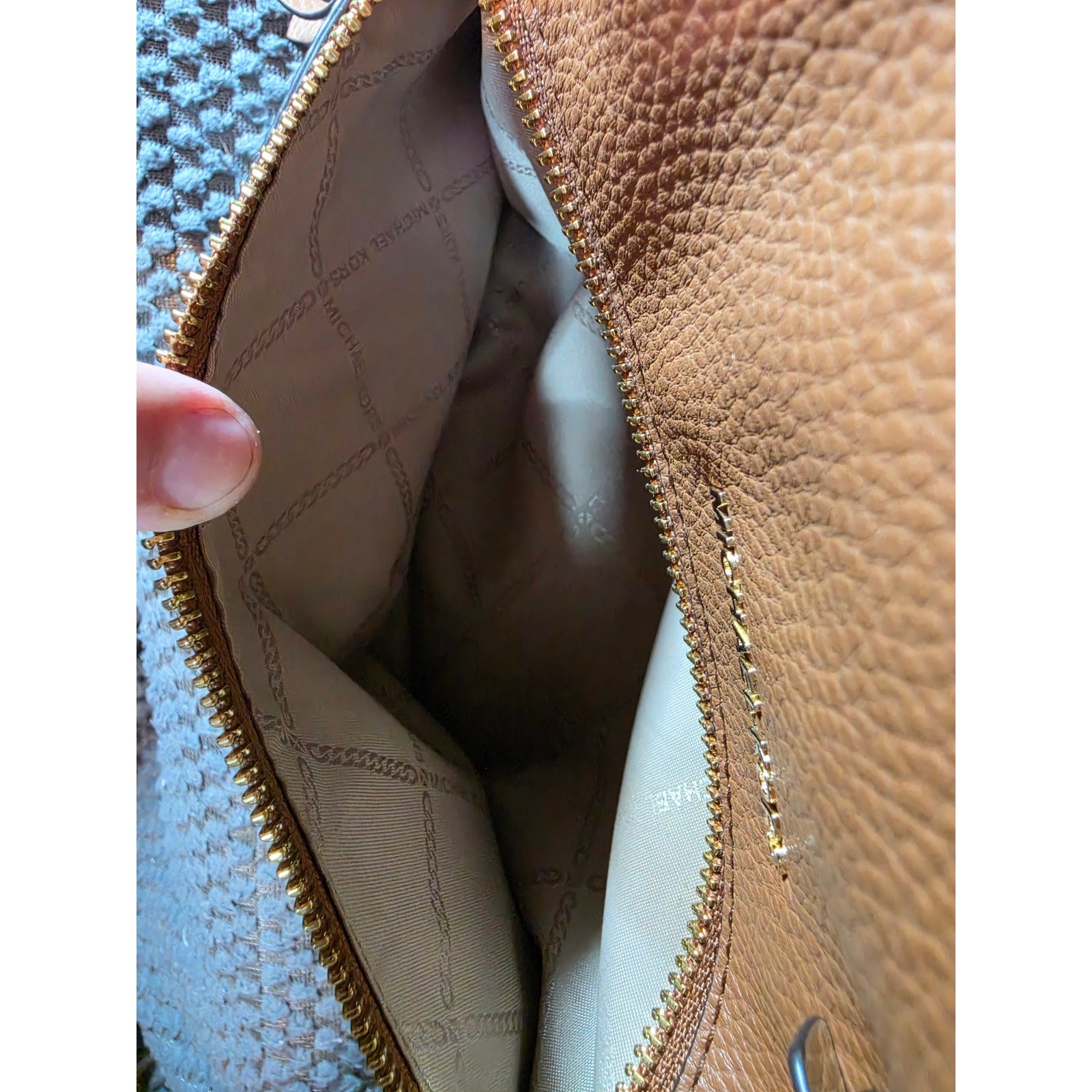 Michael Kors Brooklyn Tan Pebbled Leather Backpack Gold Hardware Acorn Bag