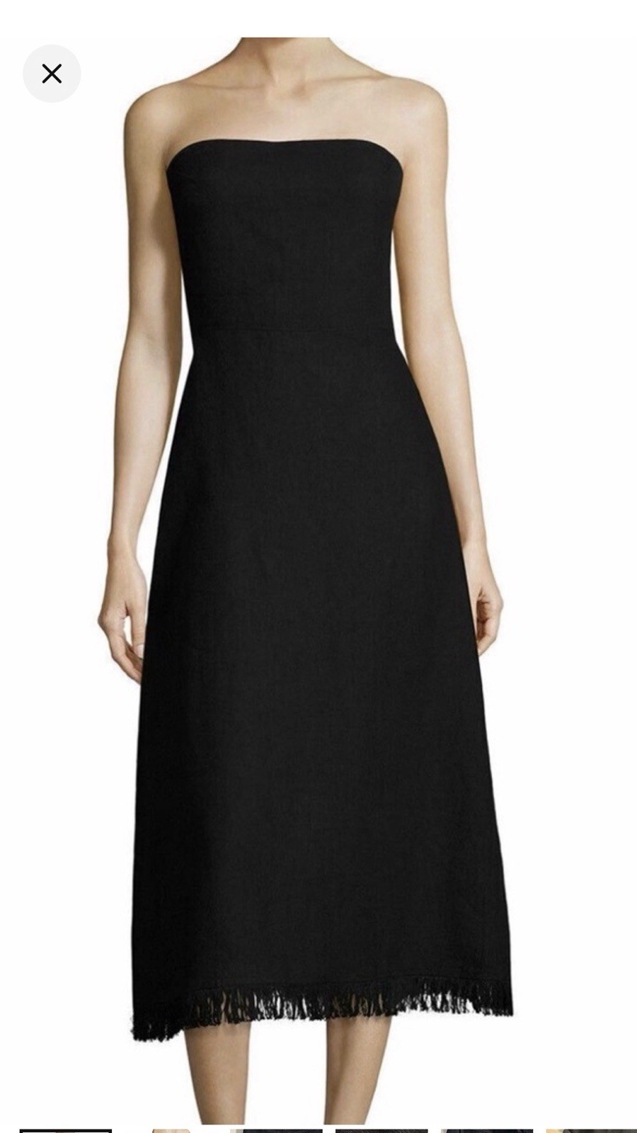 Theory Phyly Linen Strapless Dress 2 in Black