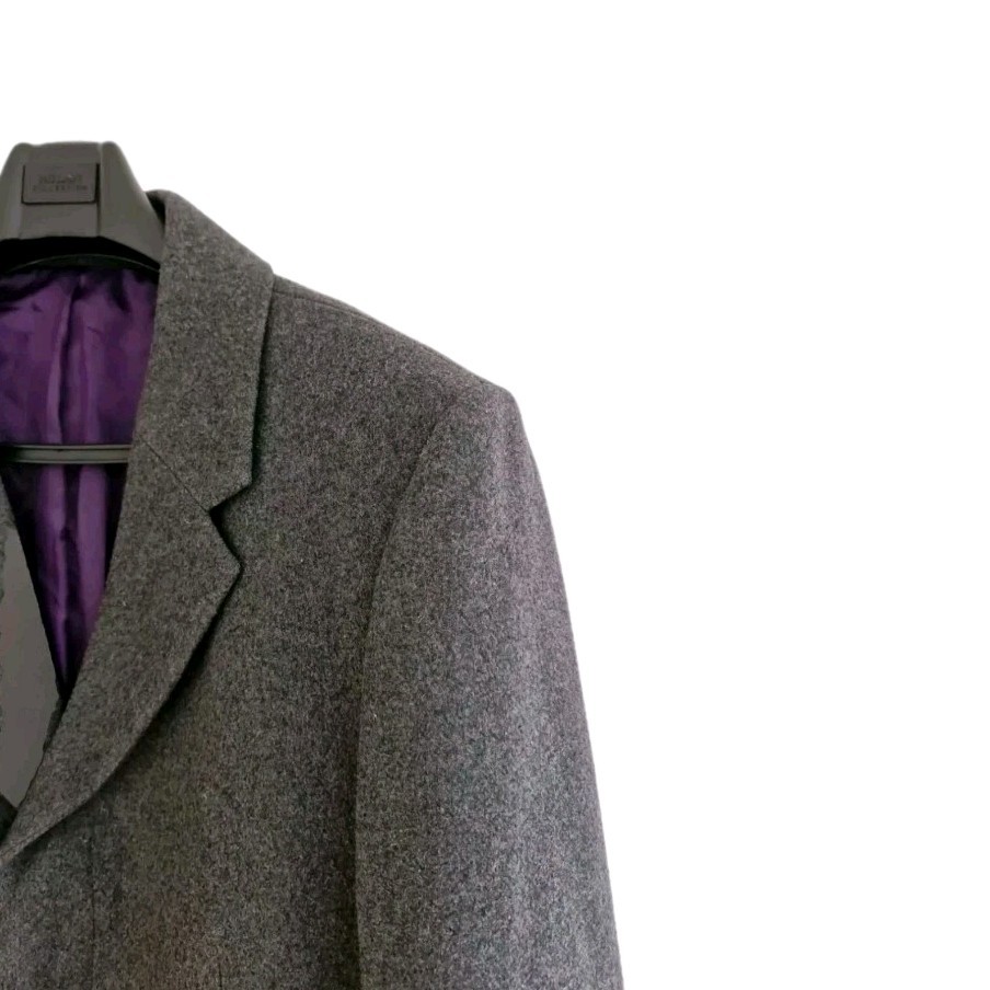 Richard Paul Menswear Grey Wool Blend Warm Winter Midi Overcoat Coat. Size UK XL