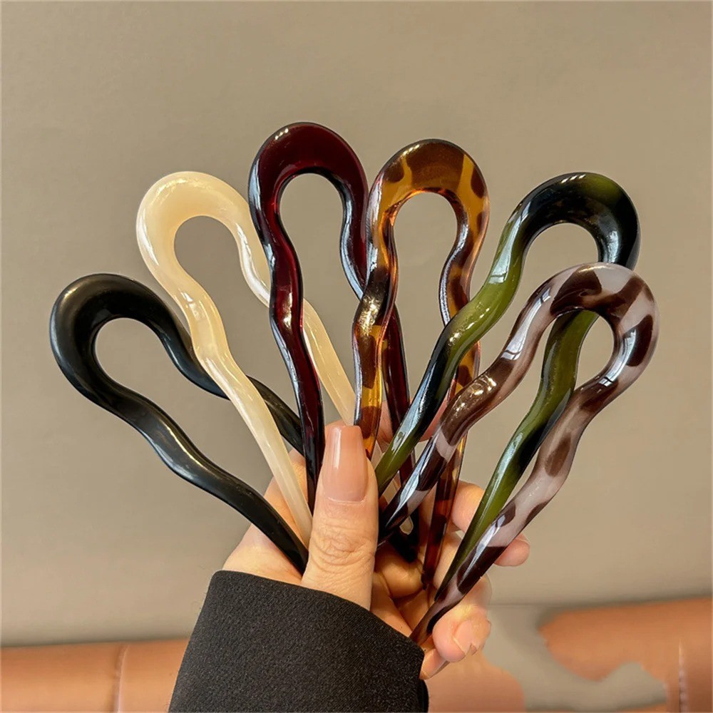 U-Shaped Hair Fork Tortoiseshell Acetate Acrylic Hairpin Fashion Hair Stick