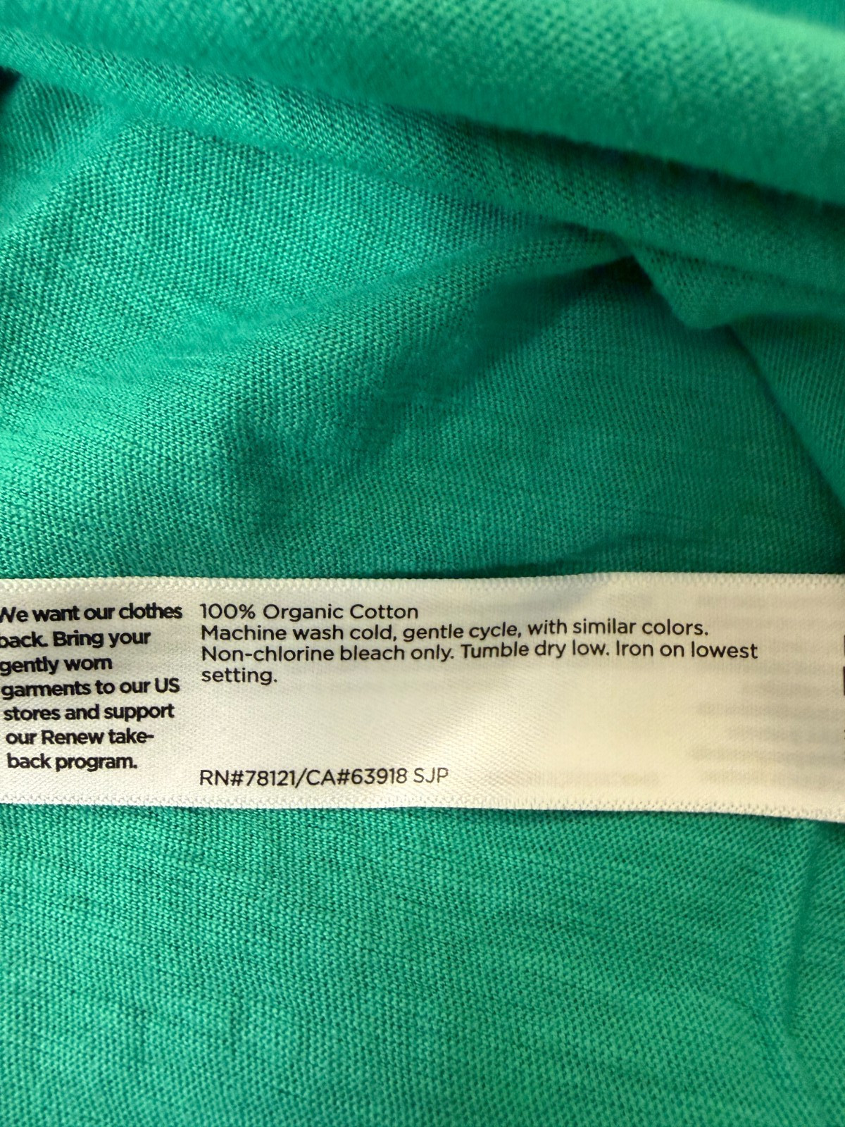 NWT $68 Eileen Fisher Jade Organic Cotton Slubby Jersey V-Neck Tee M
