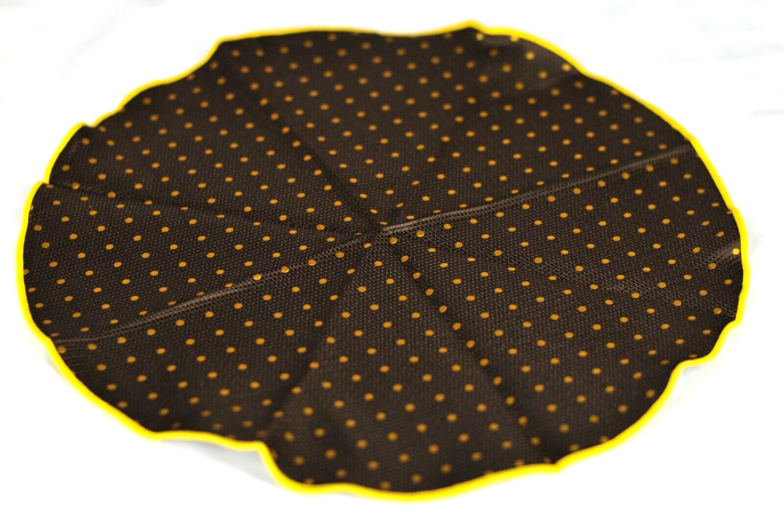 Umberto Algodon Brown & Yellow Dot Silk Pocket Round – $75 Retail New