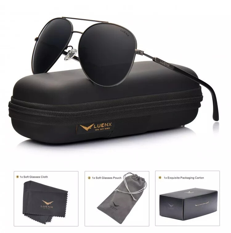 100% UV400 Polarized Aviator Sunglasses Eye Protection High Definition 60mm Lens