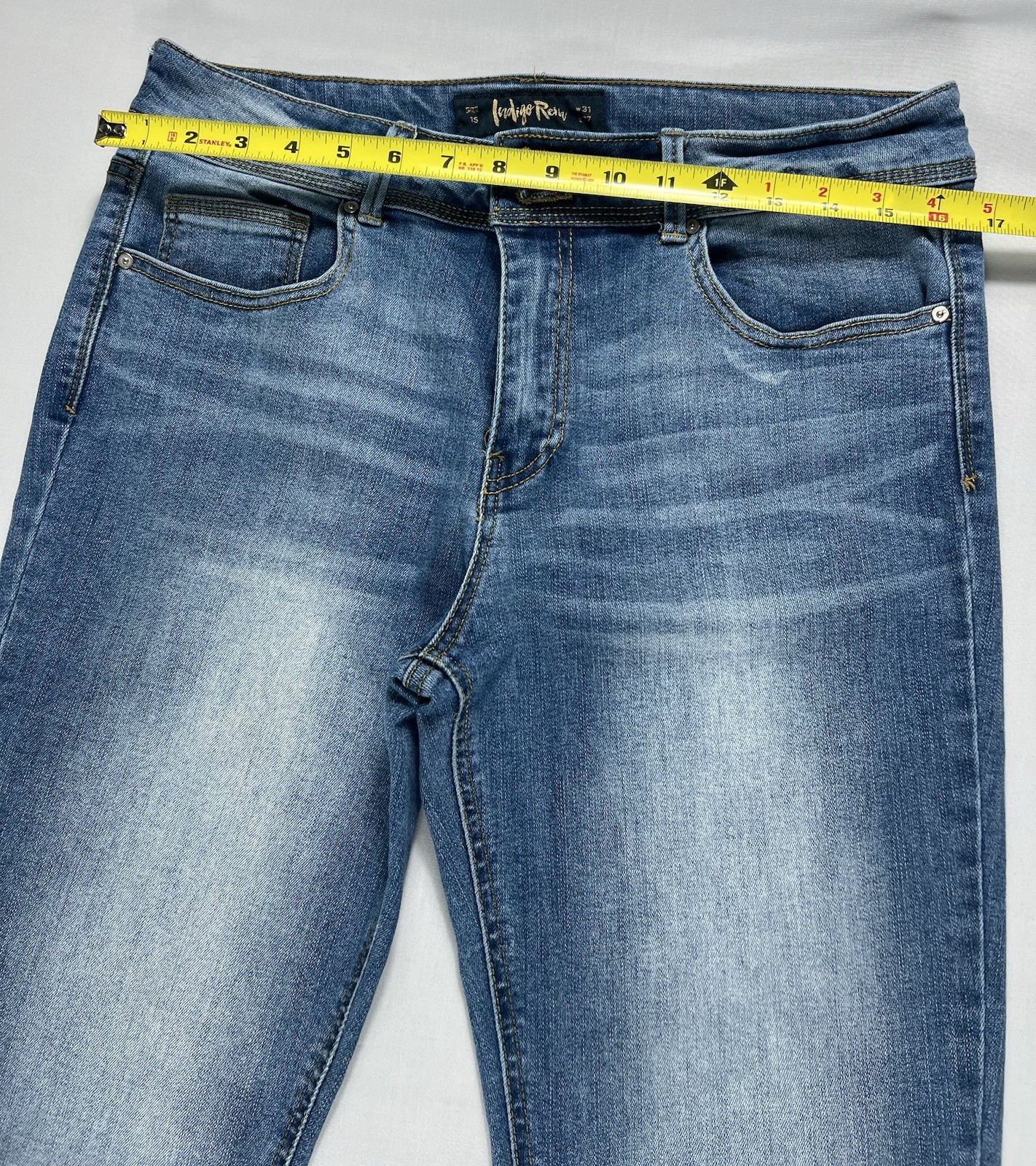 Indigo Rein Women’s Slim Fit Straight Leg Blue Denim Jeans Size 15 Pockets
