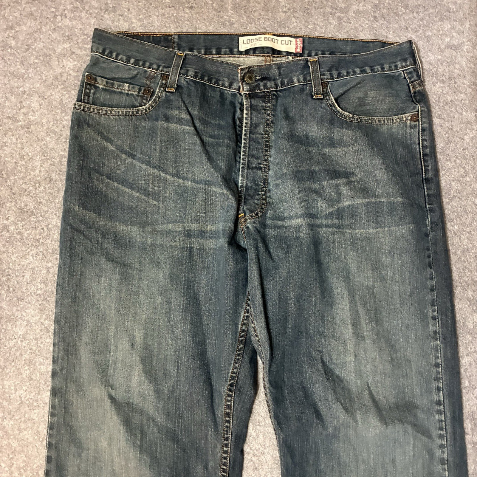 Vintage Y2K Levis 567 Loose Boot Cut Jeans 36×29 Baggy Wide Leg Faded Whiskers