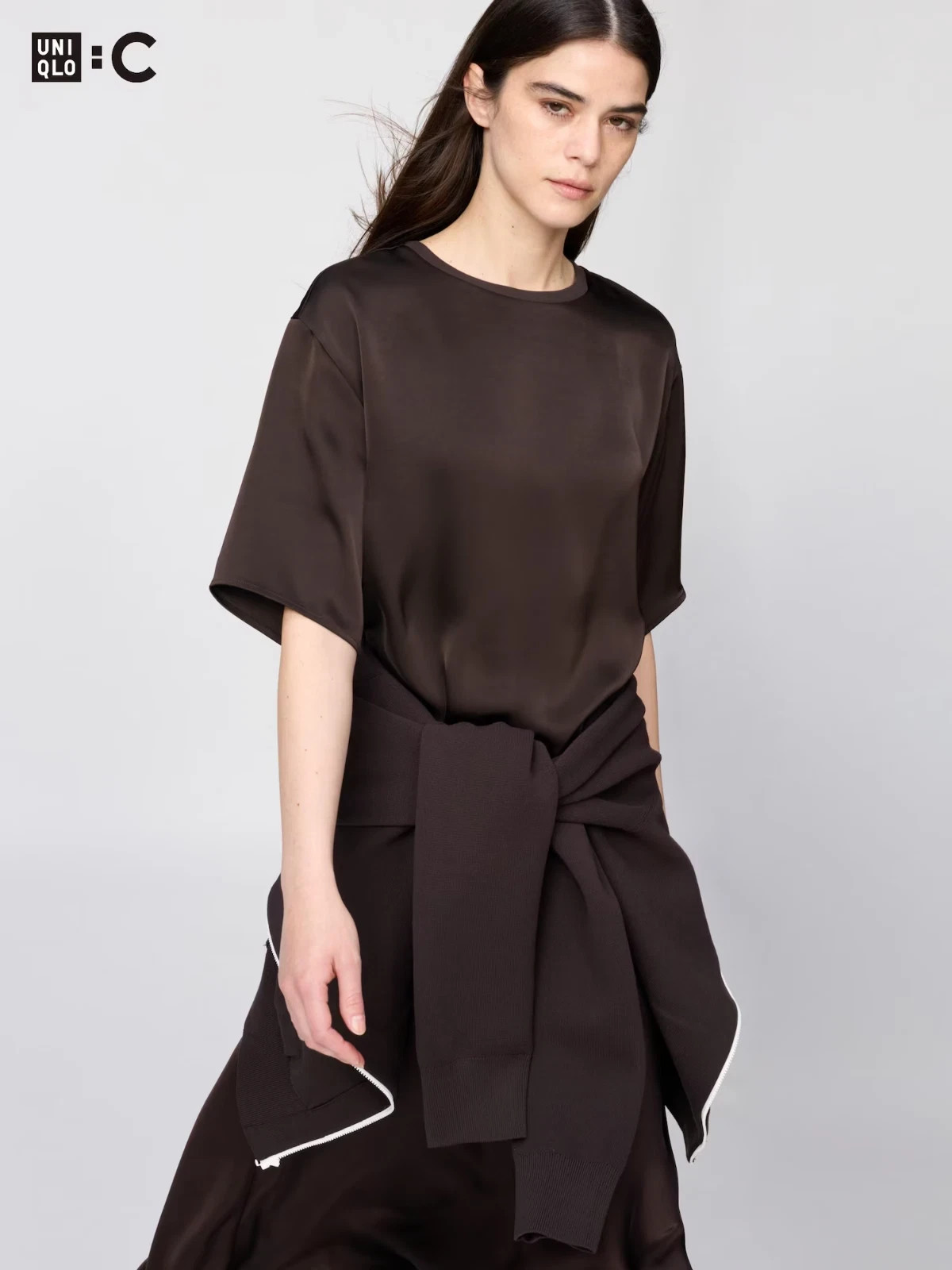 UNIQLO : C Satin Oversized Short Blouse Short Sleeve Women’s Japan New 2026