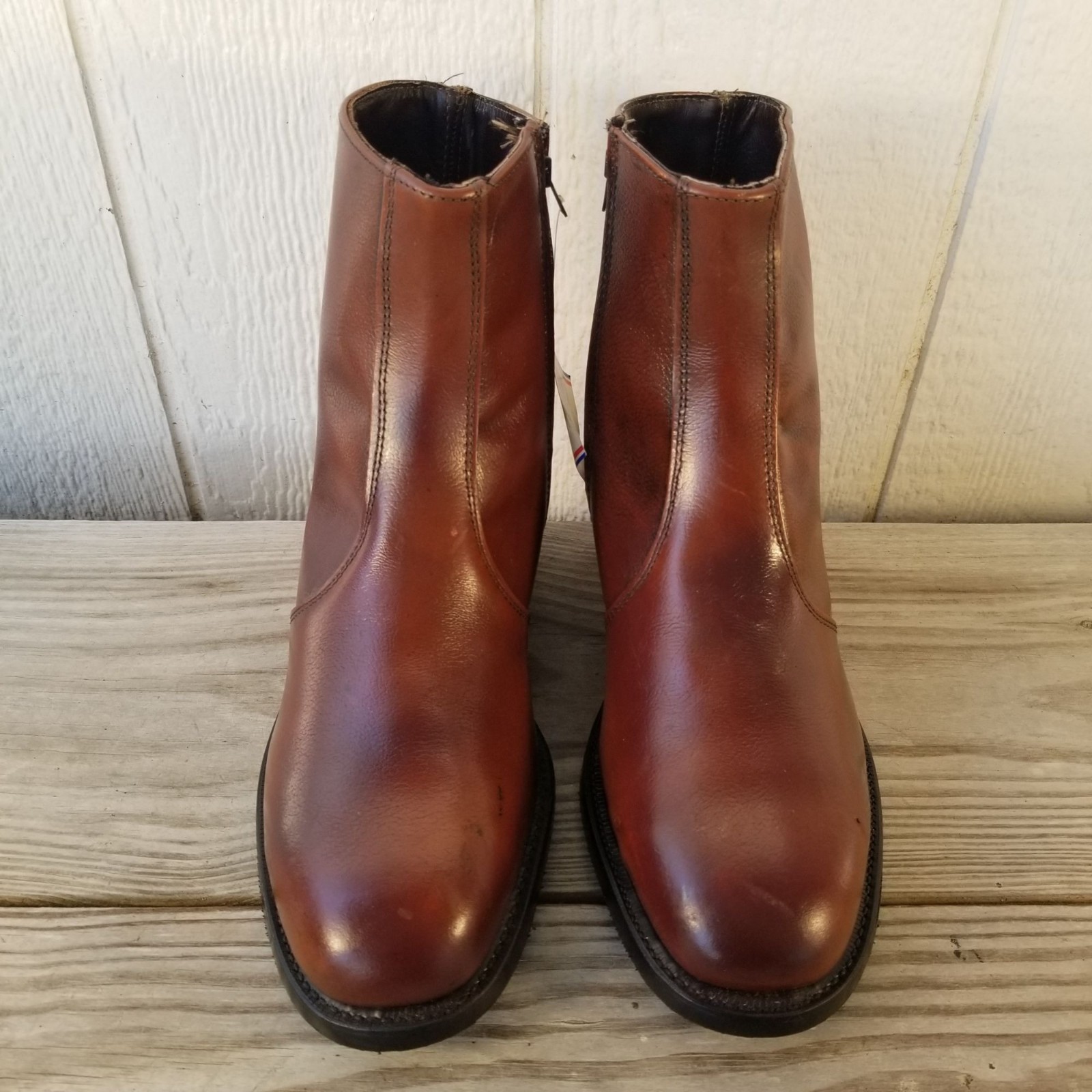 Lehigh Classic Mens Brown Leather Ankle Side Zip Boots Steel Toe 9 E 1785 USA